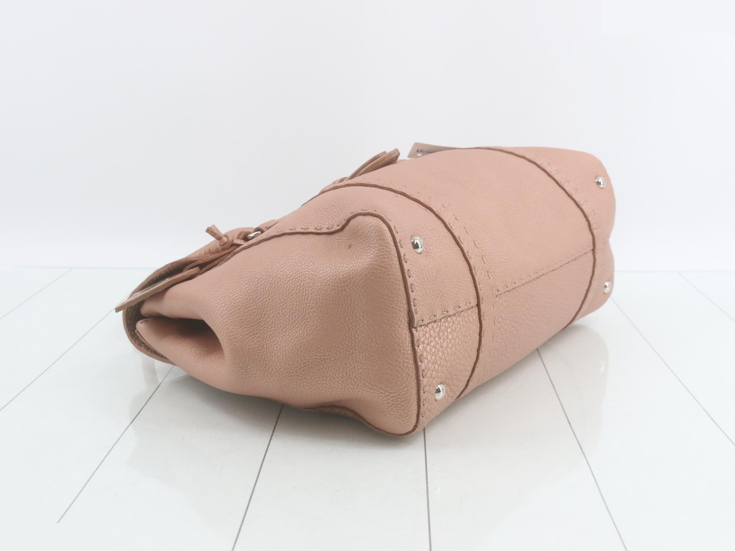 Pink leather handbag — view 5