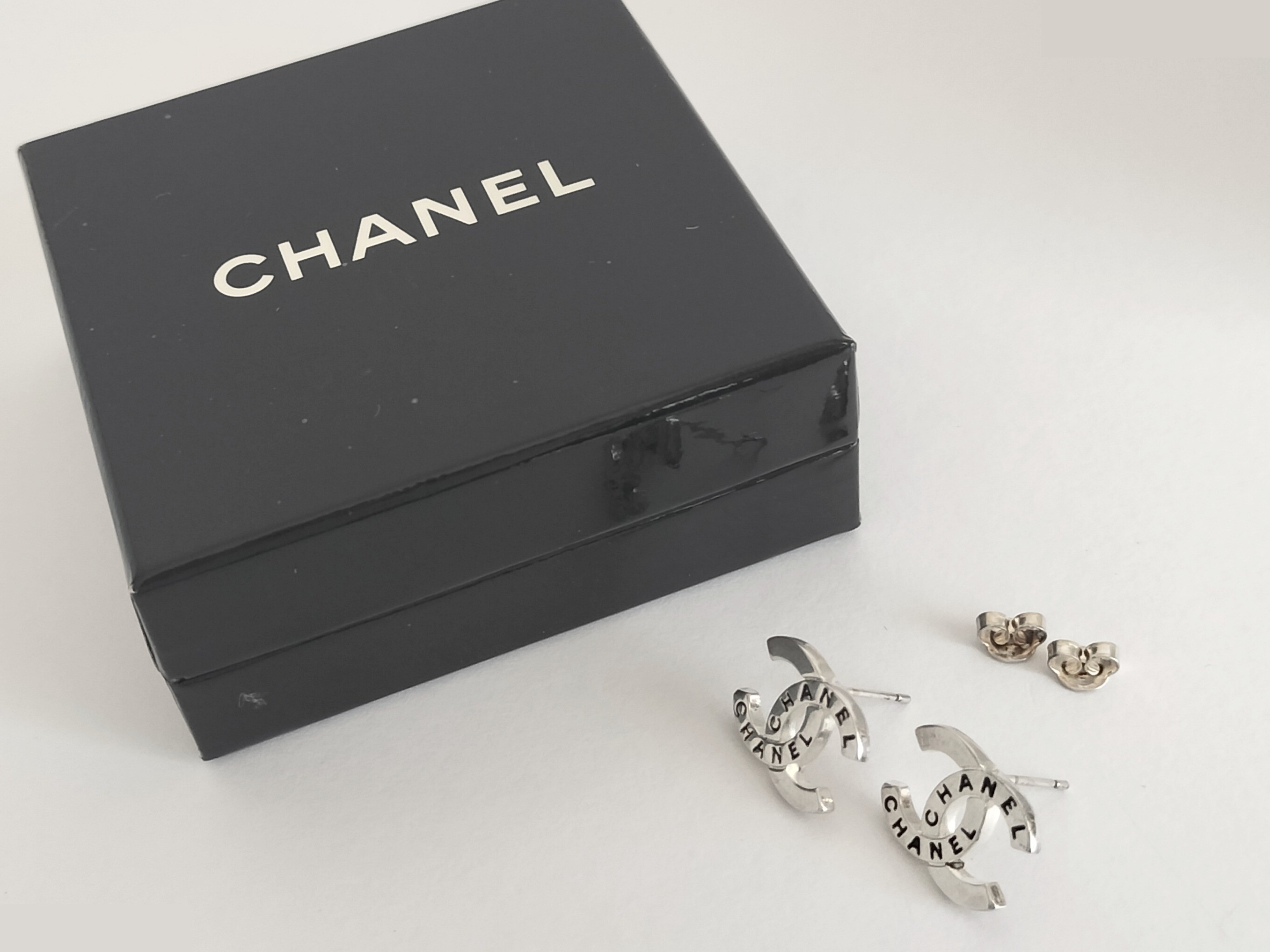 Coco logo silver earrings — view 2