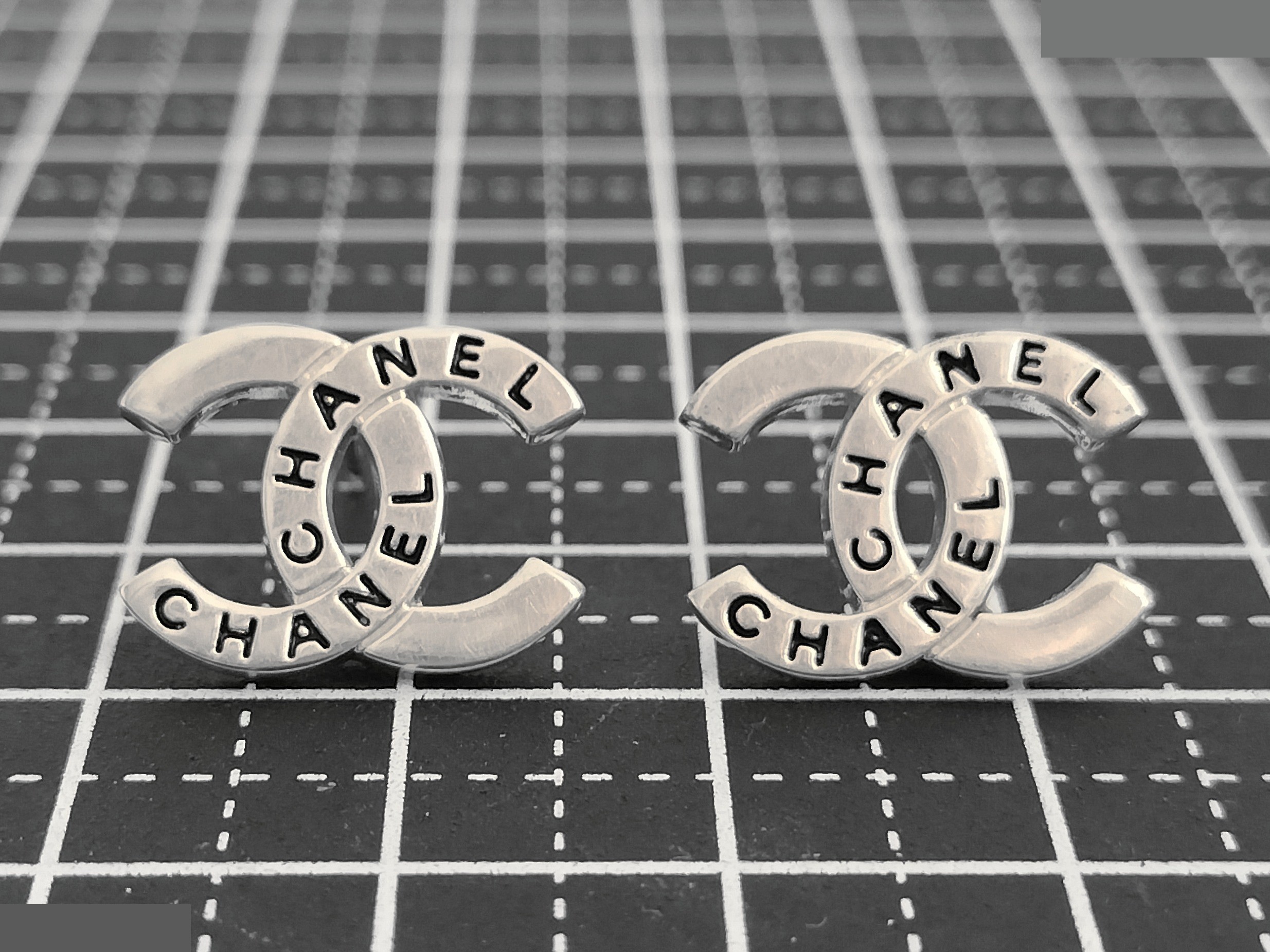Coco logo silver earrings — view 6