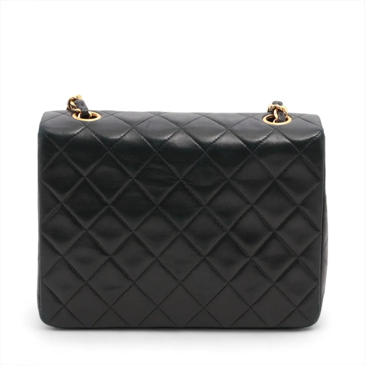 Mini Matelasse Lambskin Single Flap Single Chain Bag Black Gold Hardware — view 2