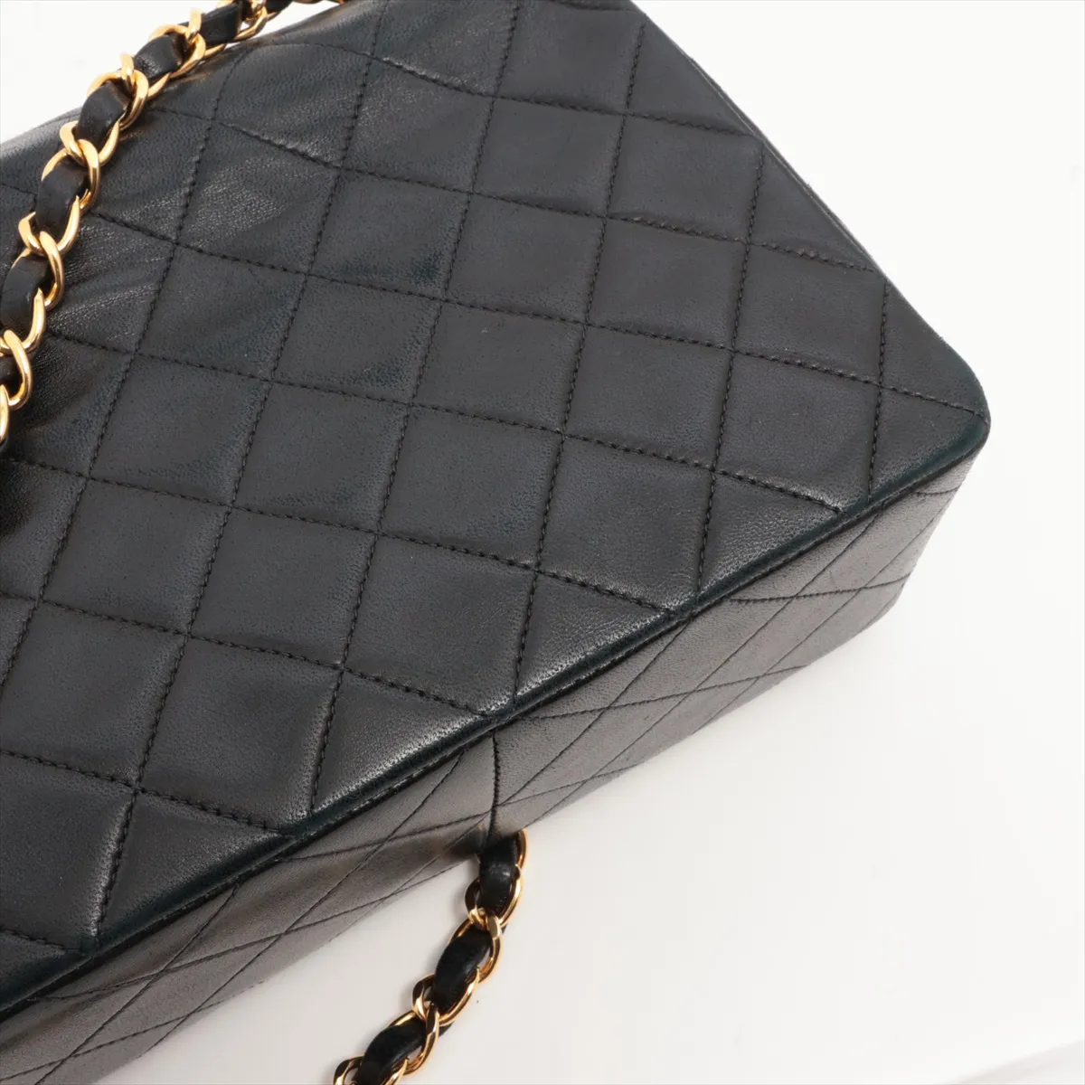 Mini Matelasse Lambskin Single Flap Single Chain Bag Black Gold Hardware — view 13