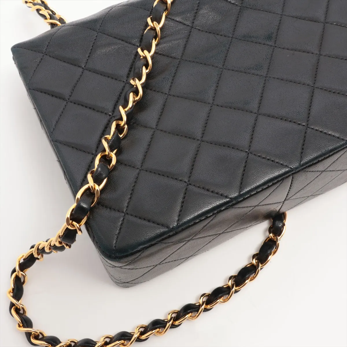 Mini Matelasse Lambskin Single Flap Single Chain Bag Black Gold Hardware — view 14