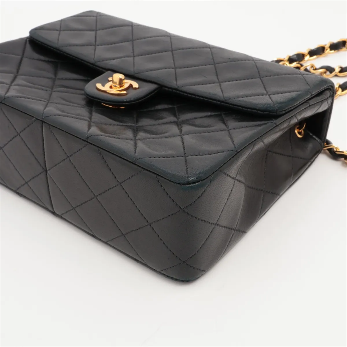 Mini Matelasse Lambskin Single Flap Single Chain Bag Black Gold Hardware — view 3