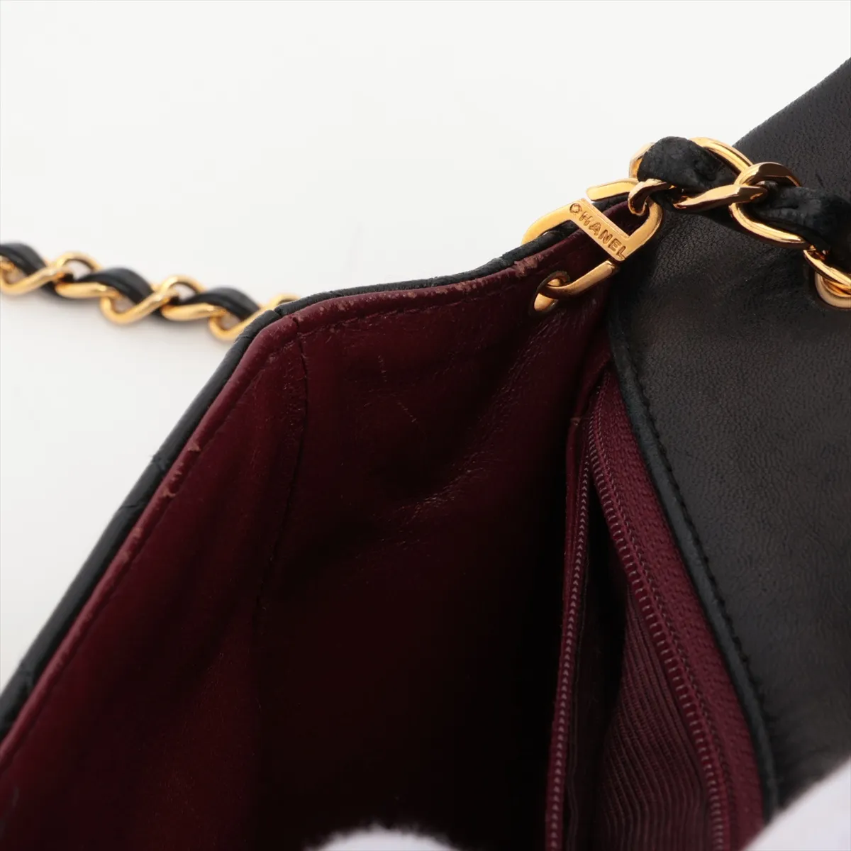 Mini Matelasse Lambskin Single Flap Single Chain Bag Black Gold Hardware — view 10