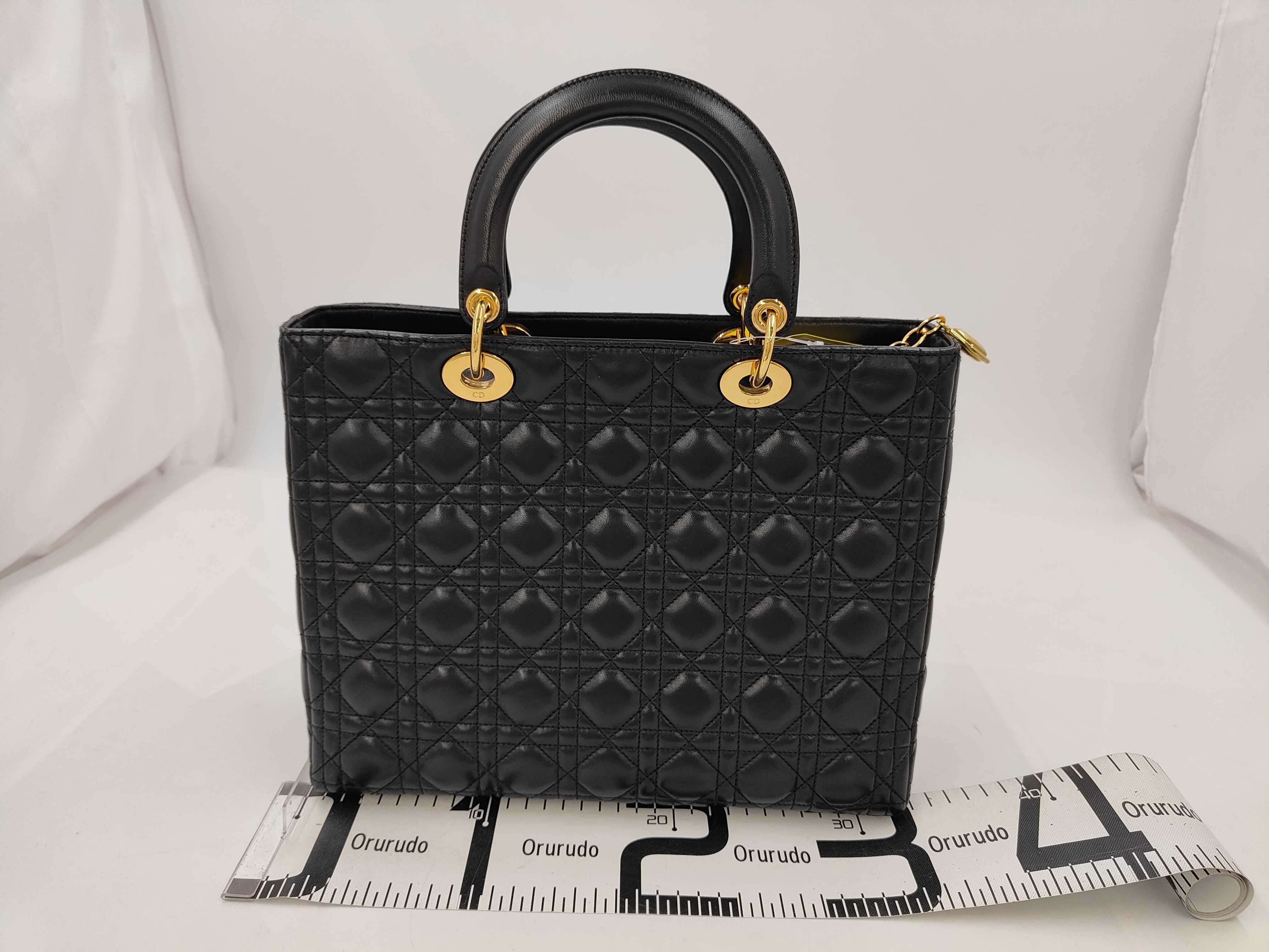 Lady Dior 2-way Shoulder Handbag with Black Gold Hardware — view 2