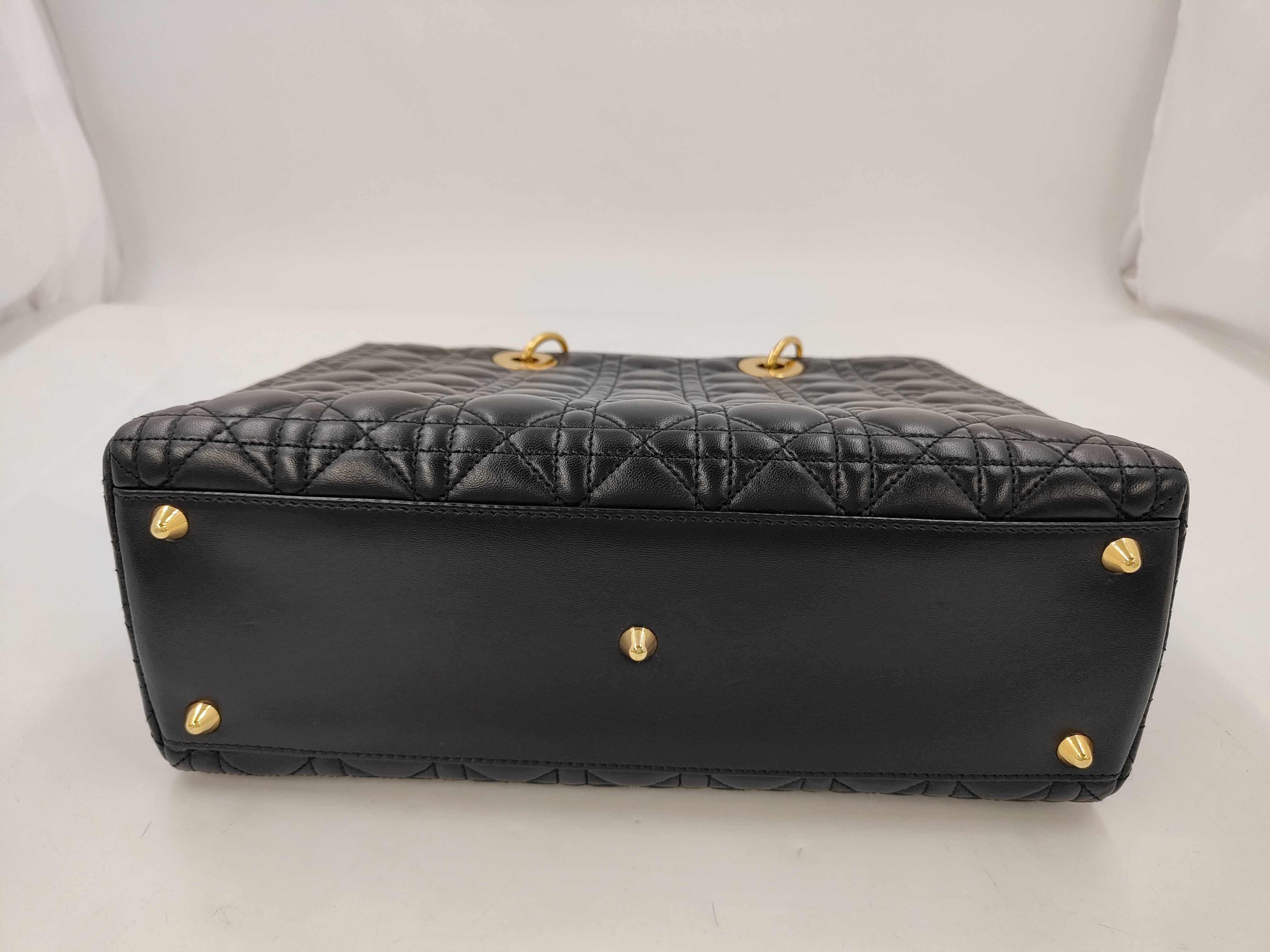 Lady Dior 2-way Shoulder Handbag with Black Gold Hardware — view 3