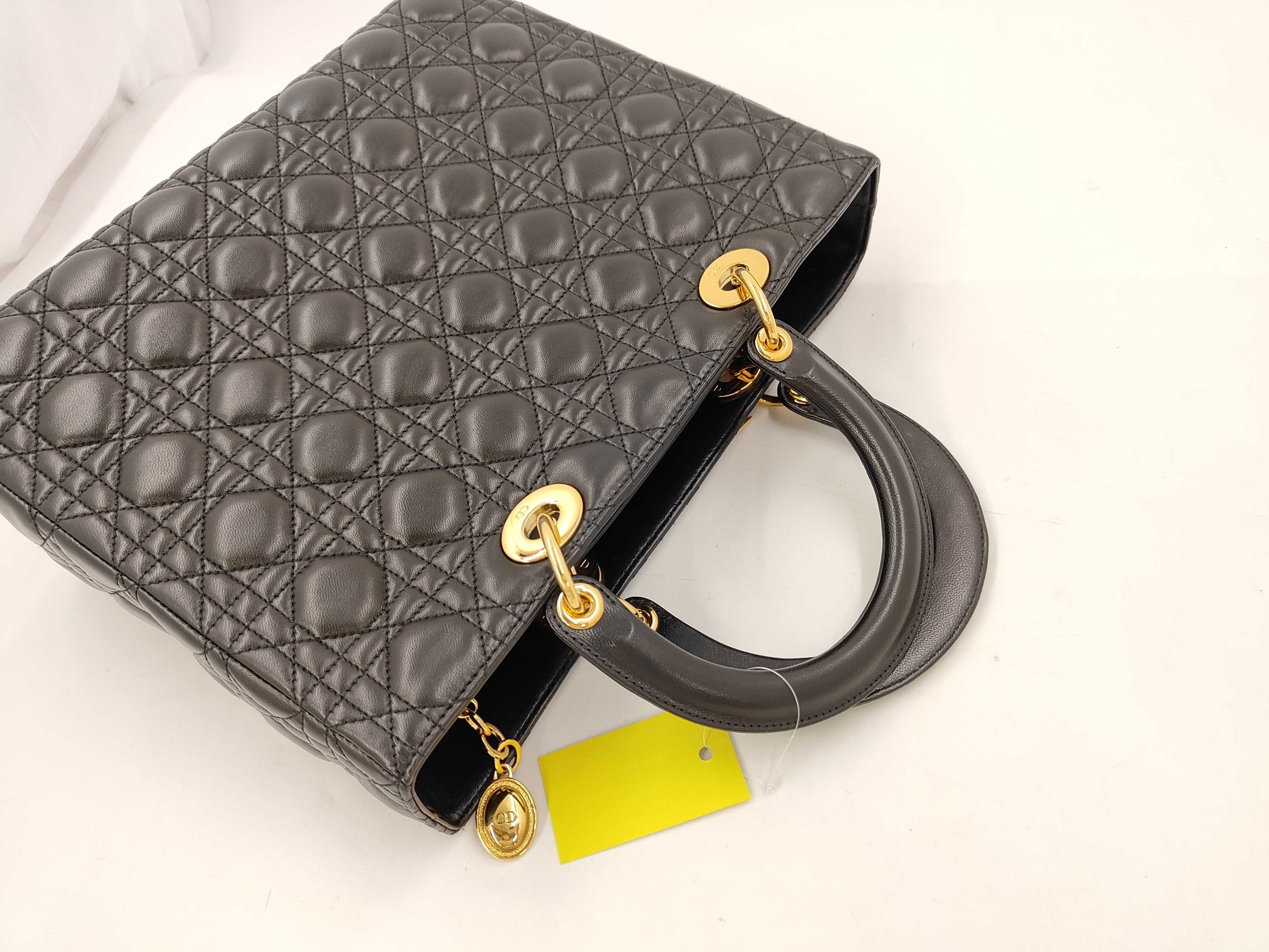 Lady Dior 2-way Shoulder Handbag with Black Gold Hardware — view 5