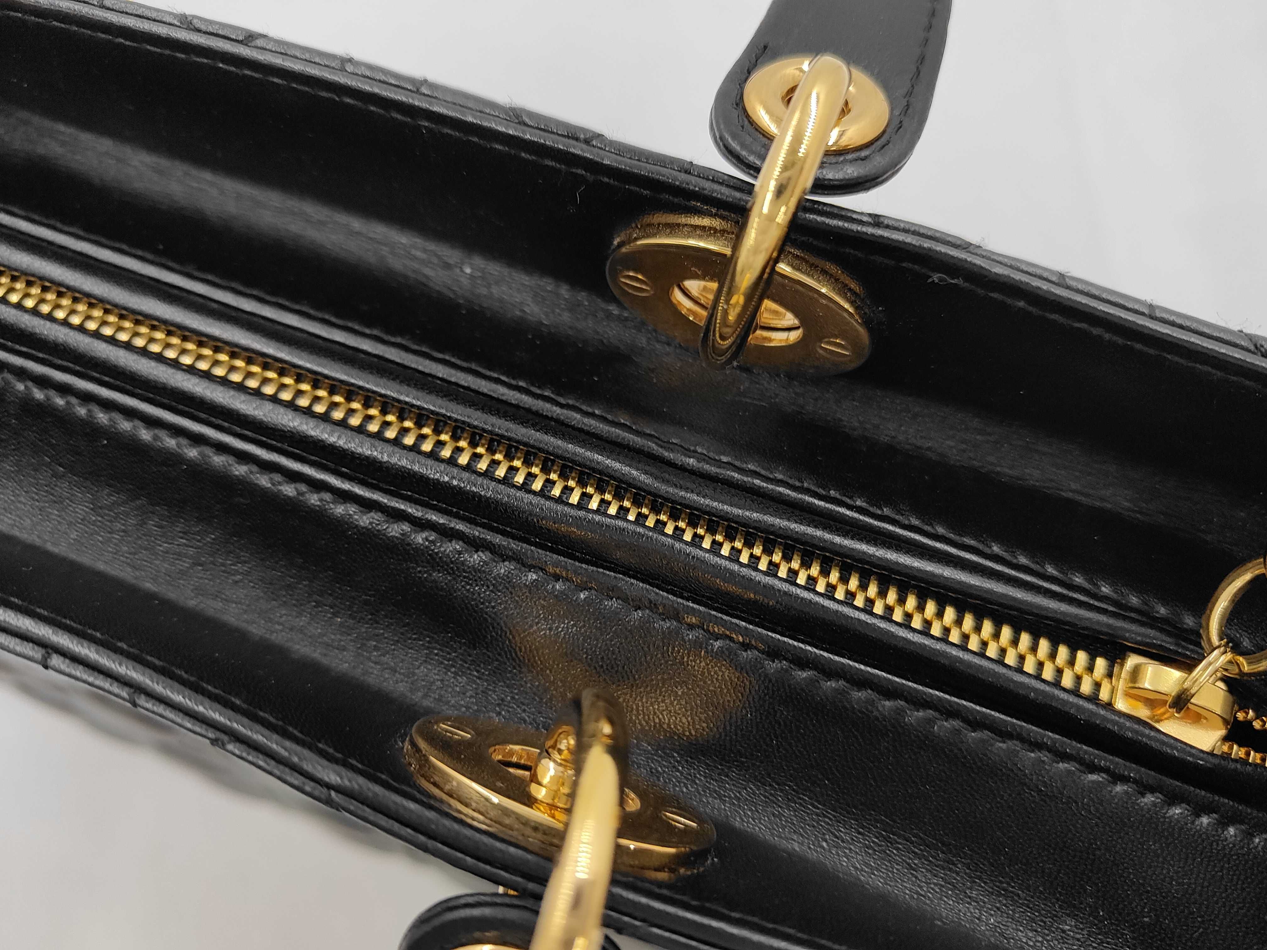 Lady Dior 2-way Shoulder Handbag with Black Gold Hardware — view 8