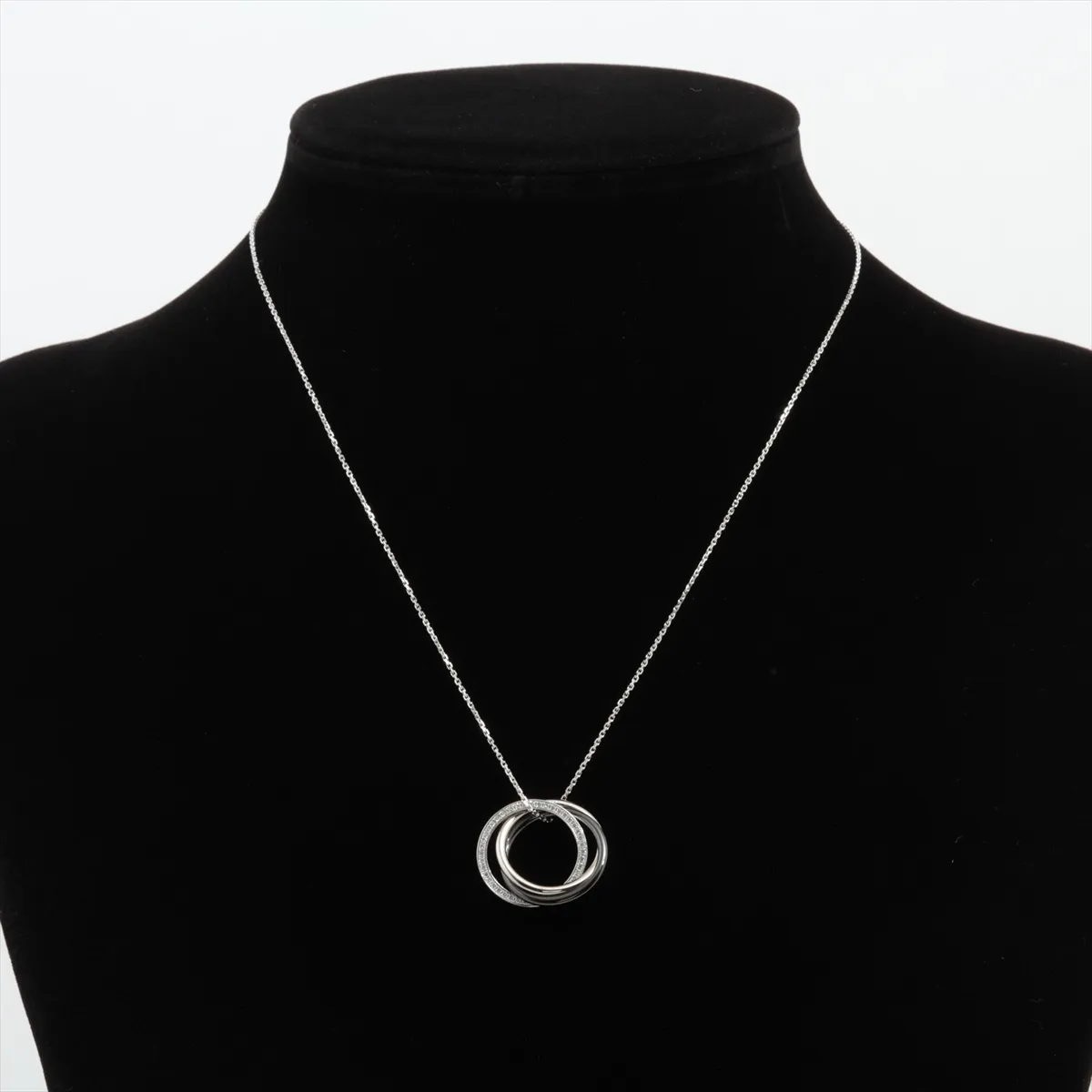 Trinity Diamond Necklace, 750 (WG) x Pd950 x Ceramic, 5.9g, SH9446, Top Row. — view 5