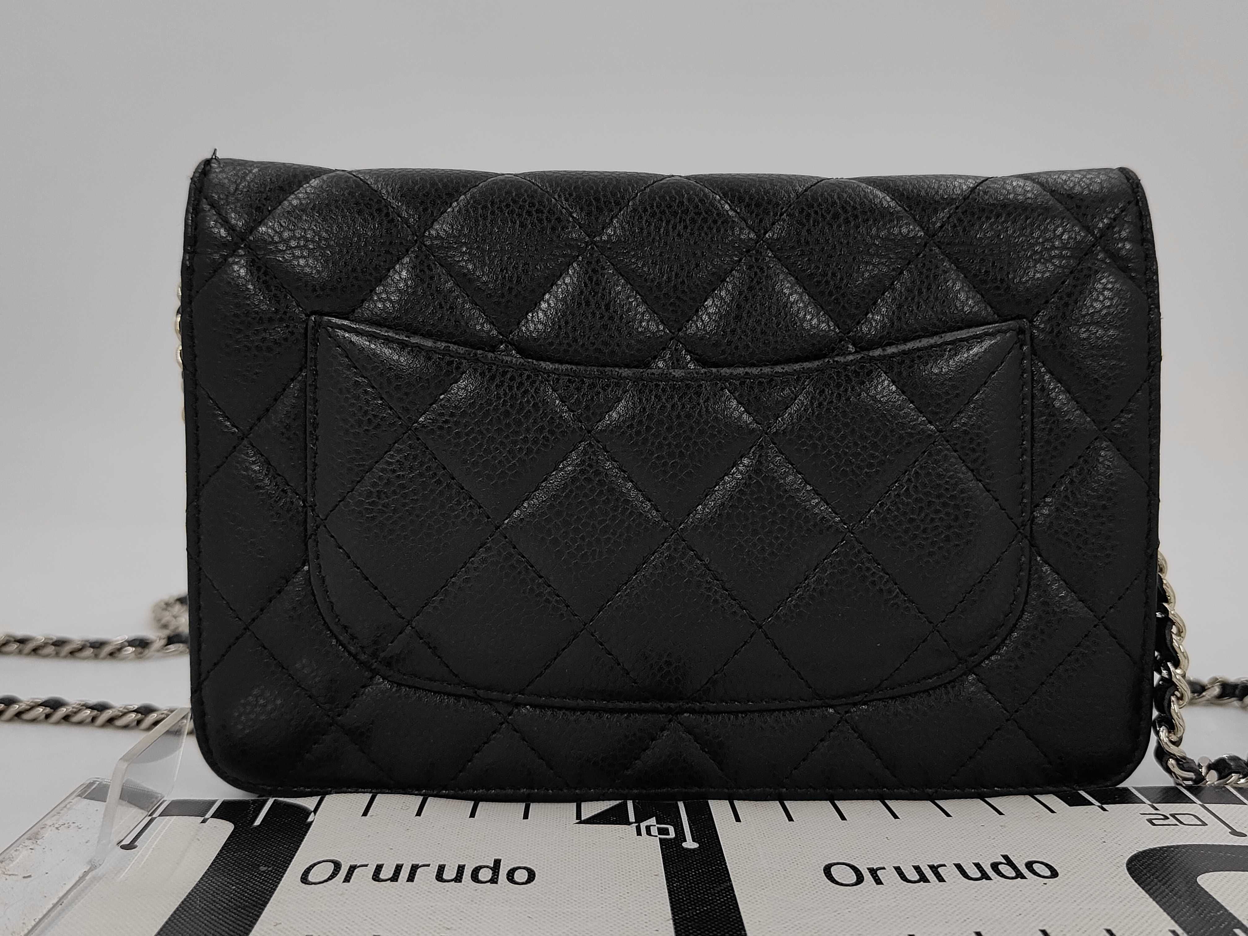Matelassé Caviar Skin Chain Wallet, Black with Silver Hardware, Serial Number 15-series Shoulder Bag — view 2