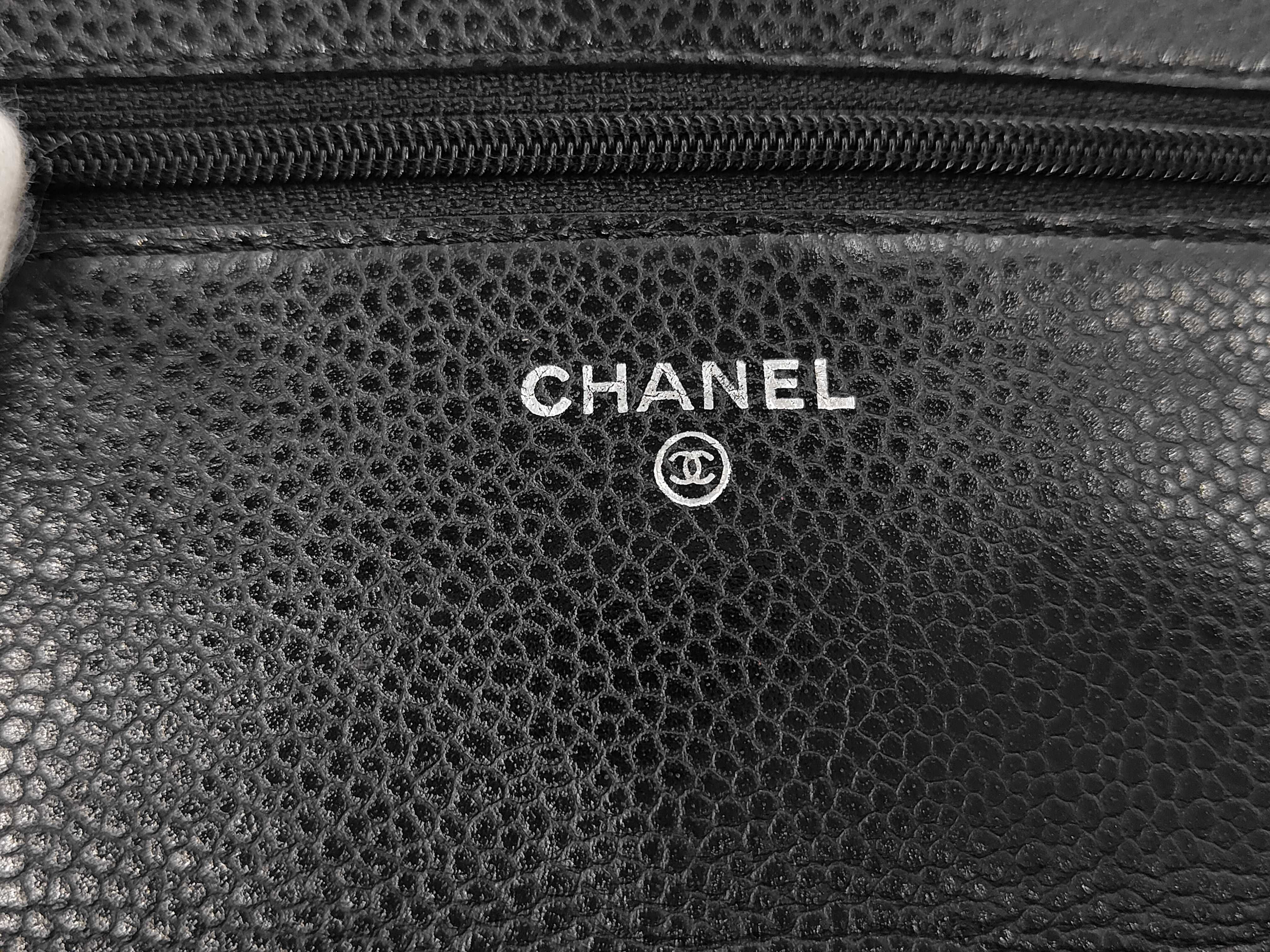 Matelassé Caviar Skin Chain Wallet, Black with Silver Hardware, Serial Number 15-series Shoulder Bag — view 10