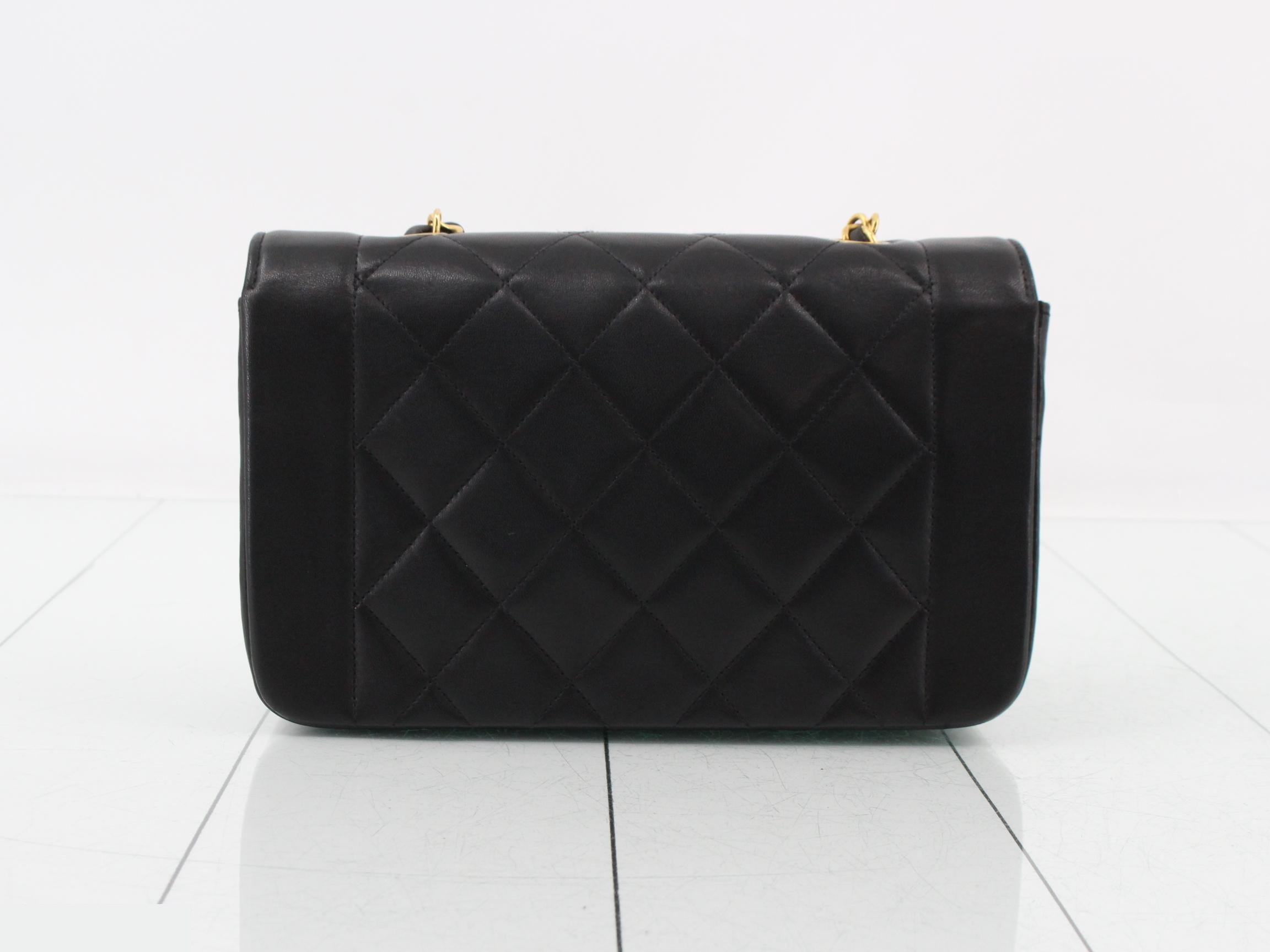 Matelassé Diana 22 Chain Shoulder Bag, Lambskin, Black, Series 2, with dust bag and seal. — view 2