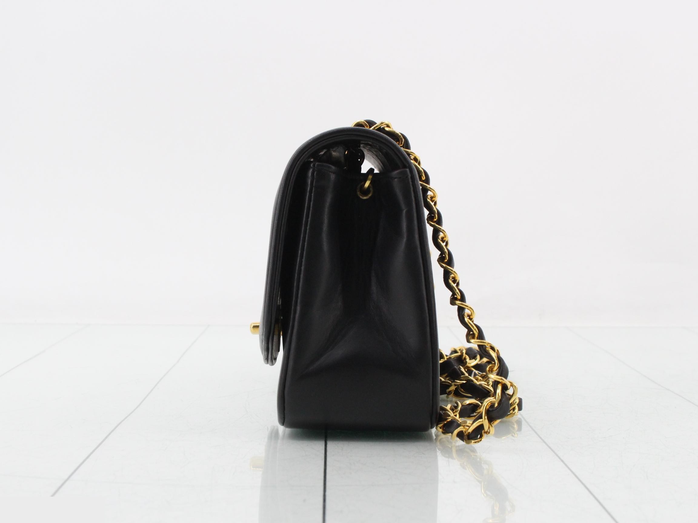 Matelassé Diana 22 Chain Shoulder Bag, Lambskin, Black, Series 2, with dust bag and seal. — view 3