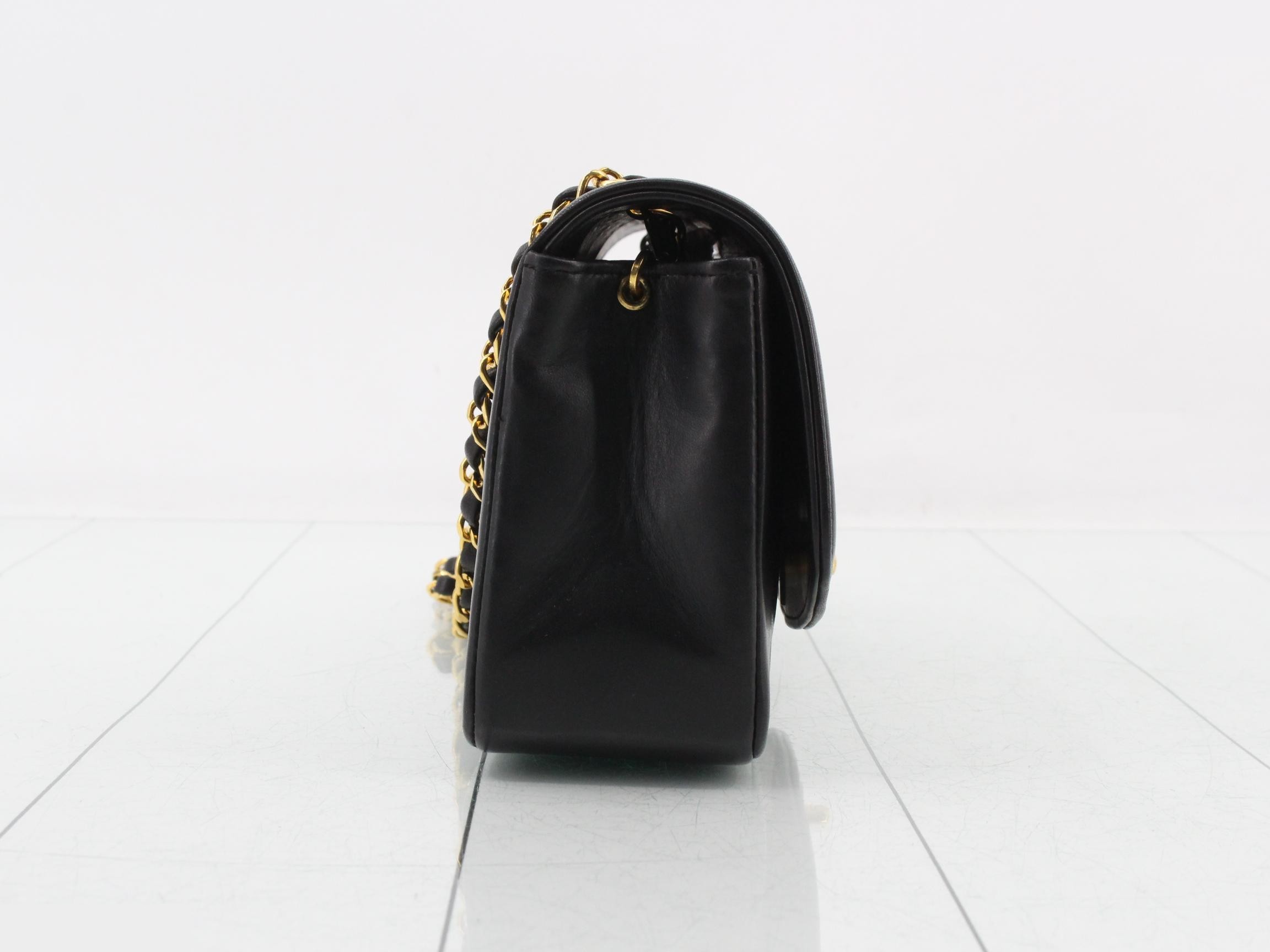 Matelassé Diana 22 Chain Shoulder Bag, Lambskin, Black, Series 2, with dust bag and seal. — view 4
