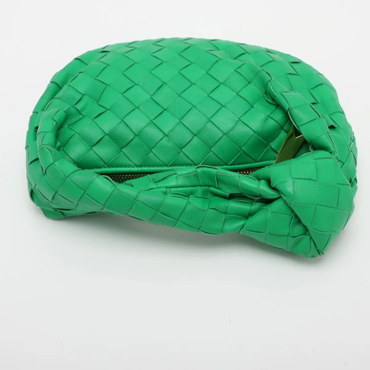 Intrecciato Mini Jodie Leather Handbag, Green — view 5