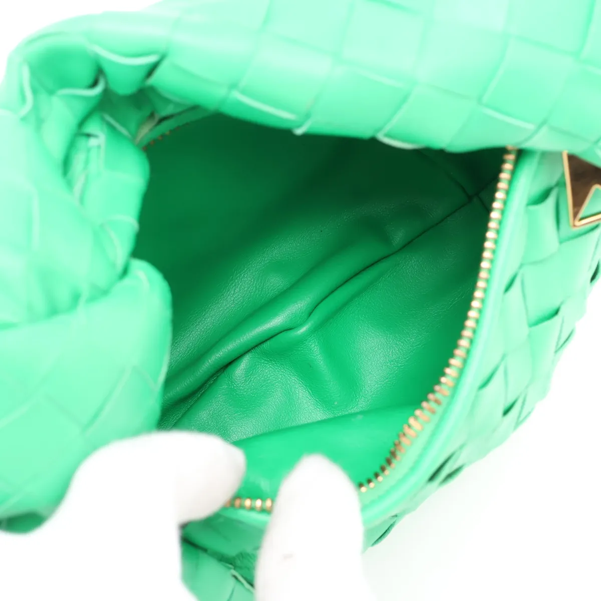Intrecciato Mini Jodie Leather Handbag, Green — view 7