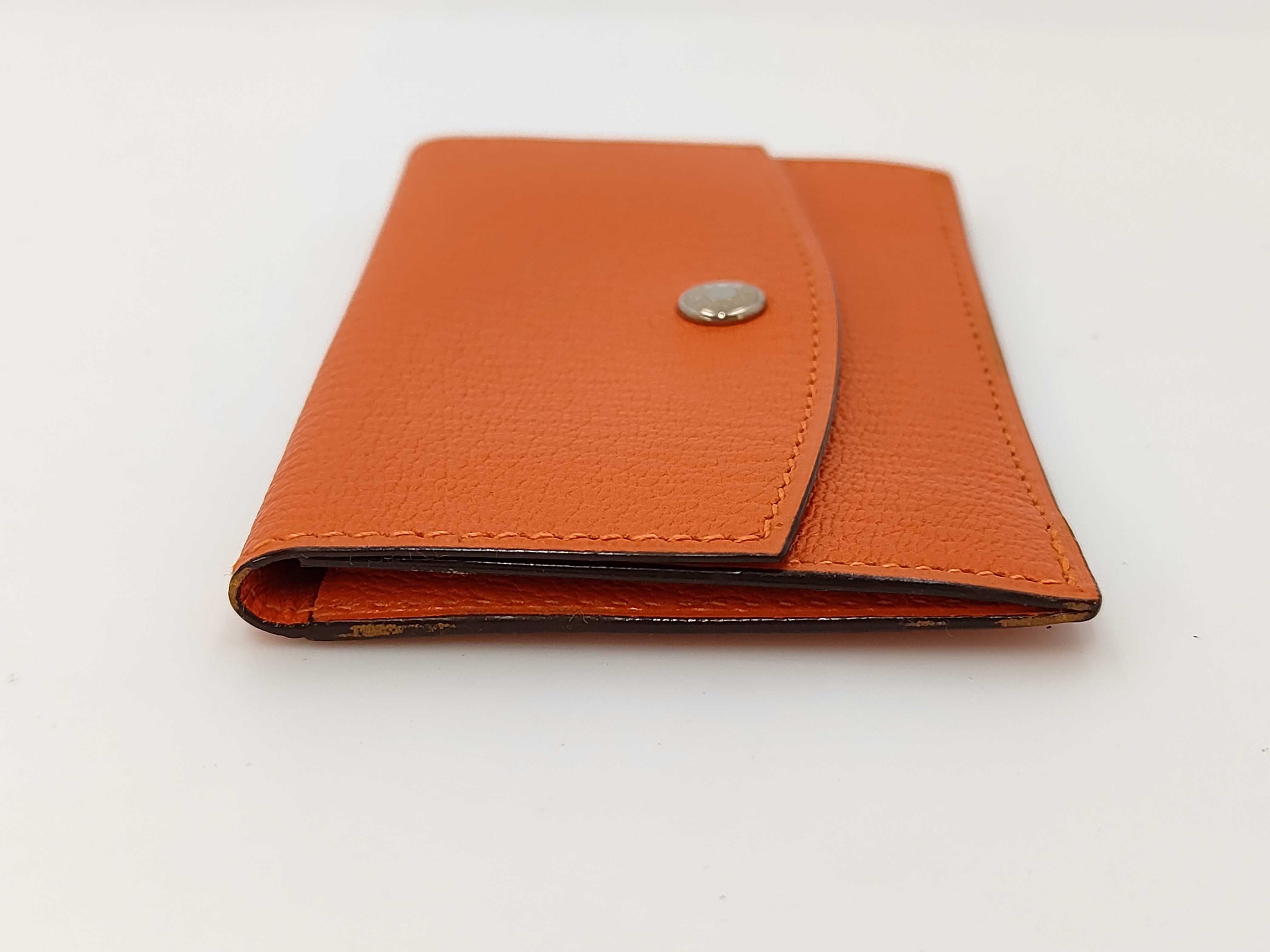 Coin Card Case Chevre Mysore Silver Hardware Orange Poppy I Wallet — view 5