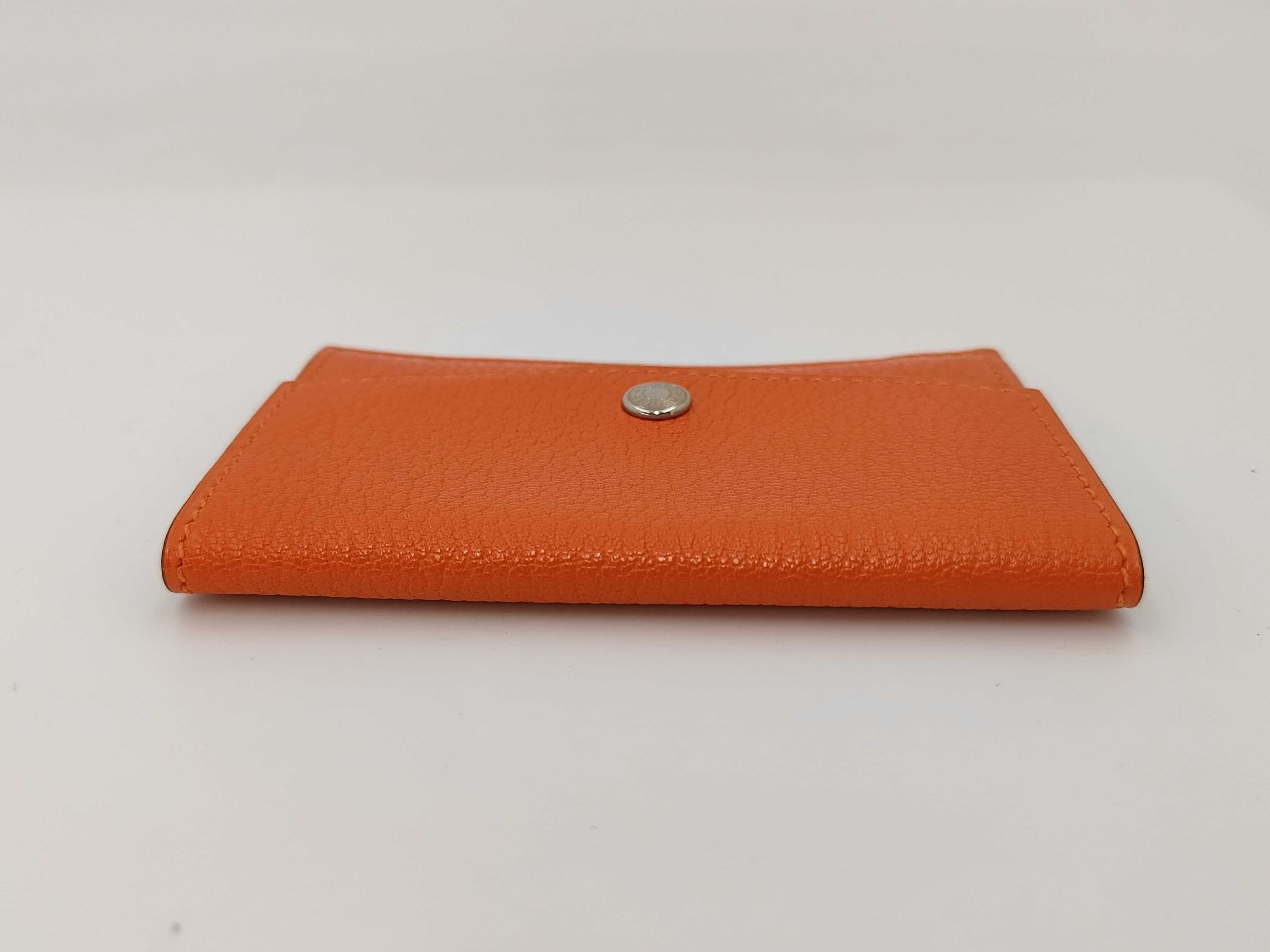 Coin Card Case Chevre Mysore Silver Hardware Orange Poppy I Wallet — view 6