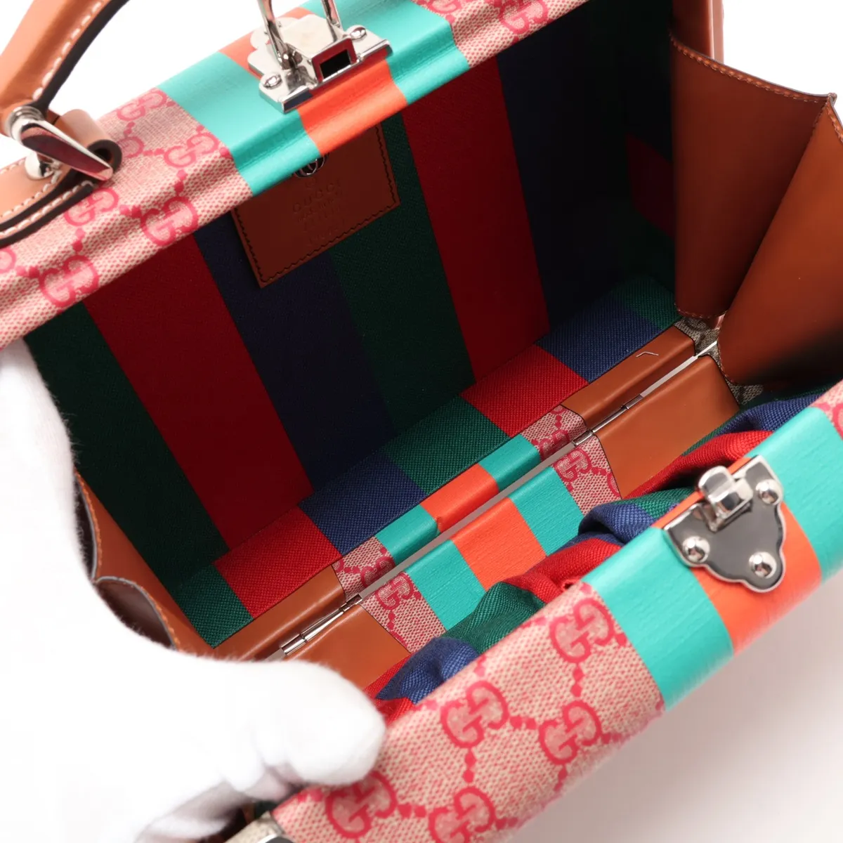 GG Supreme PVC x Leather 2-Way Handbag, Multicolor 722180 — view 8