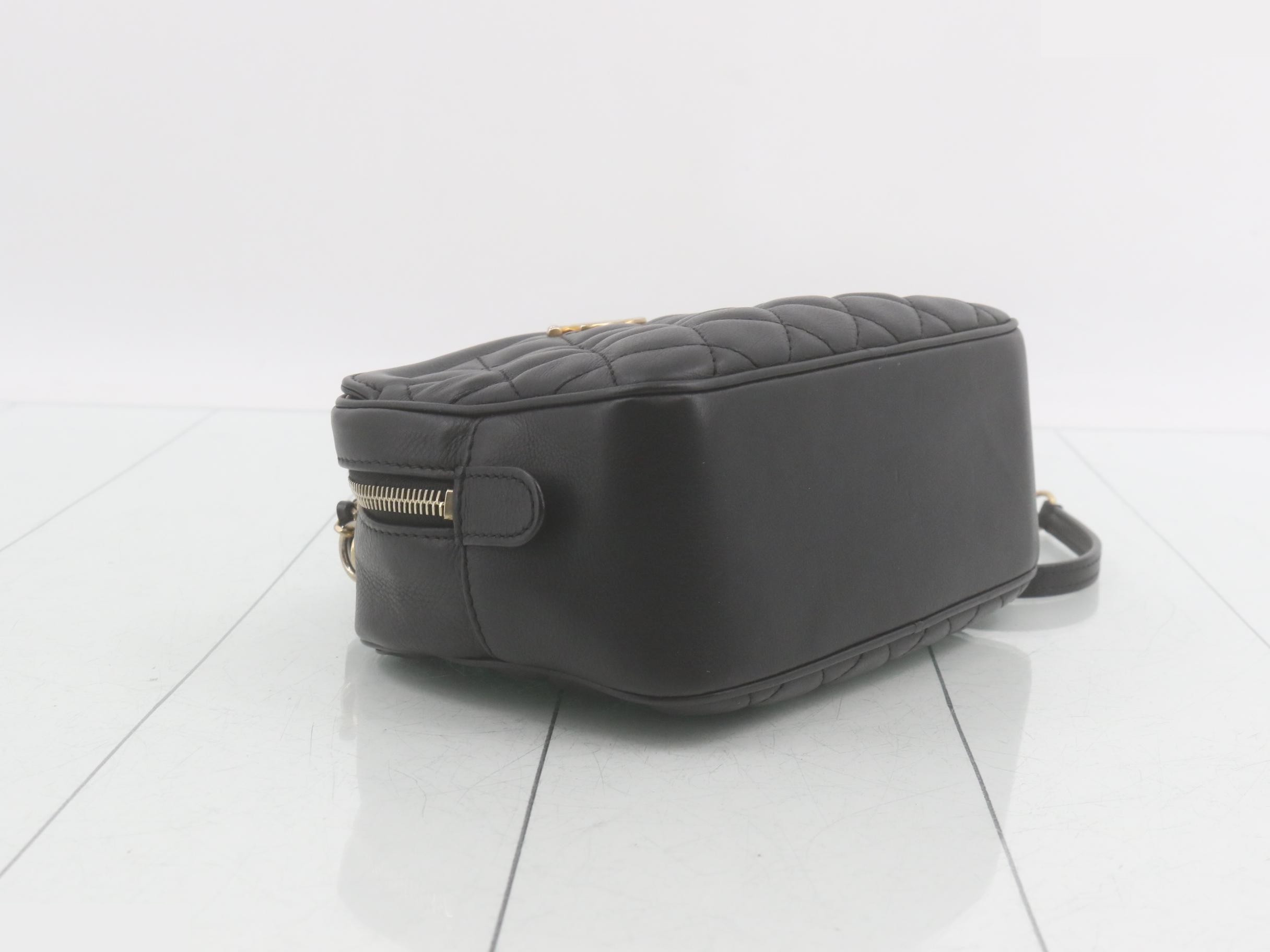 Top-handle lambskin 2-way vanity/chain shoulder bag, black — view 5
