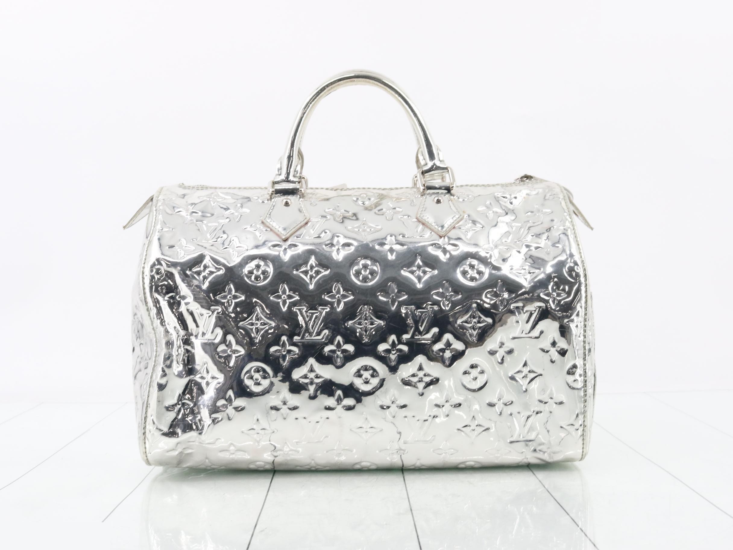 Monogram Miroir Speedy 35 Boston Bag, Silver — view 2