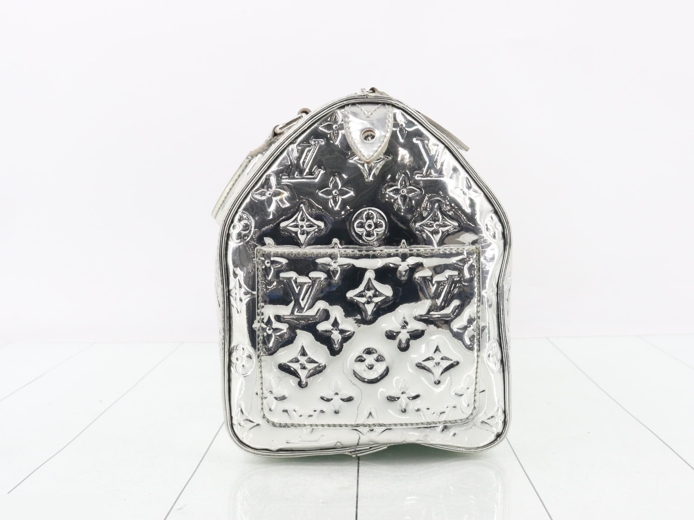 Monogram Miroir Speedy 35 Boston Bag, Silver — view 4