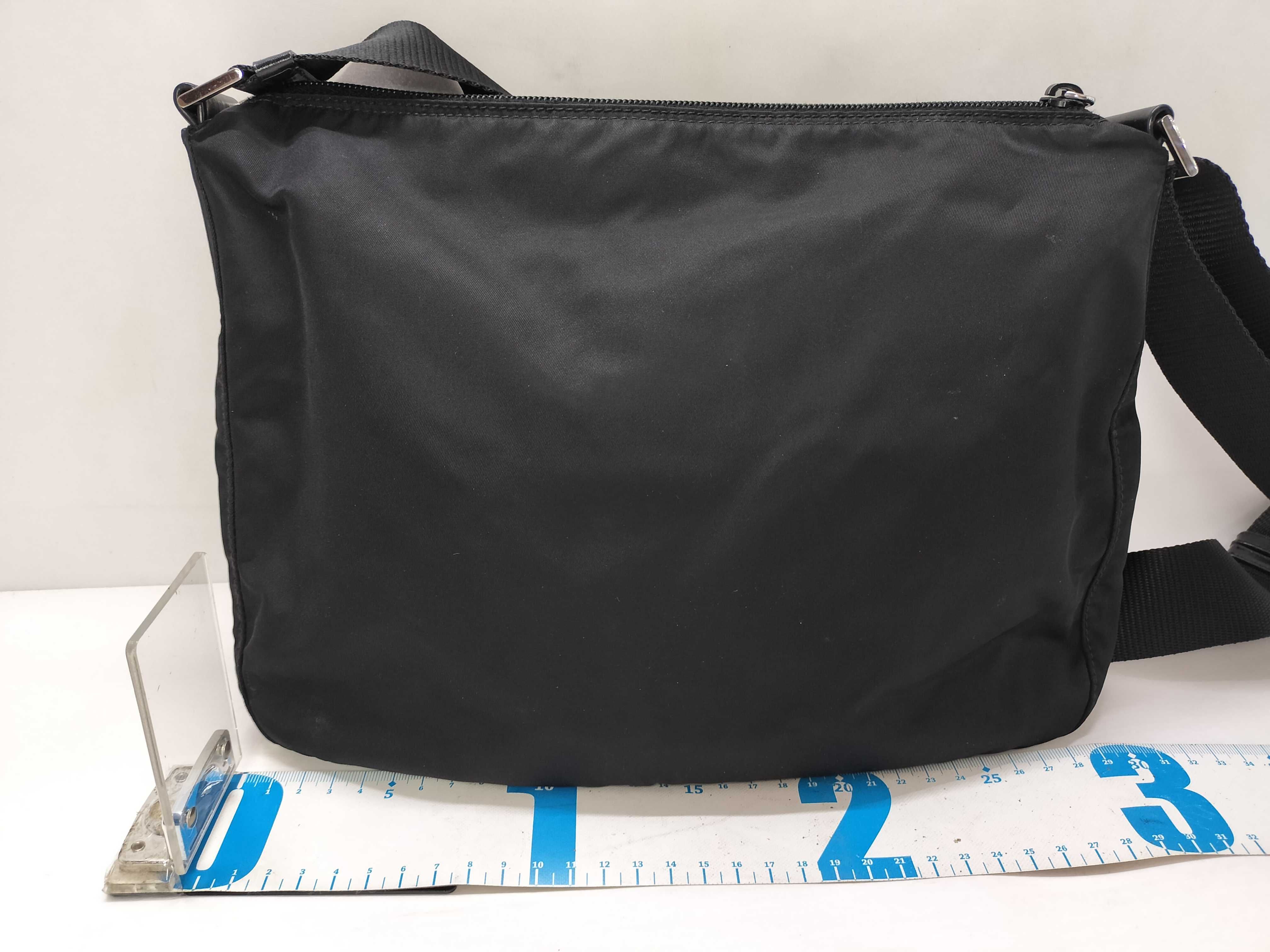 Nylon Shoulder Bag, Black, Triangle Logo — view 2