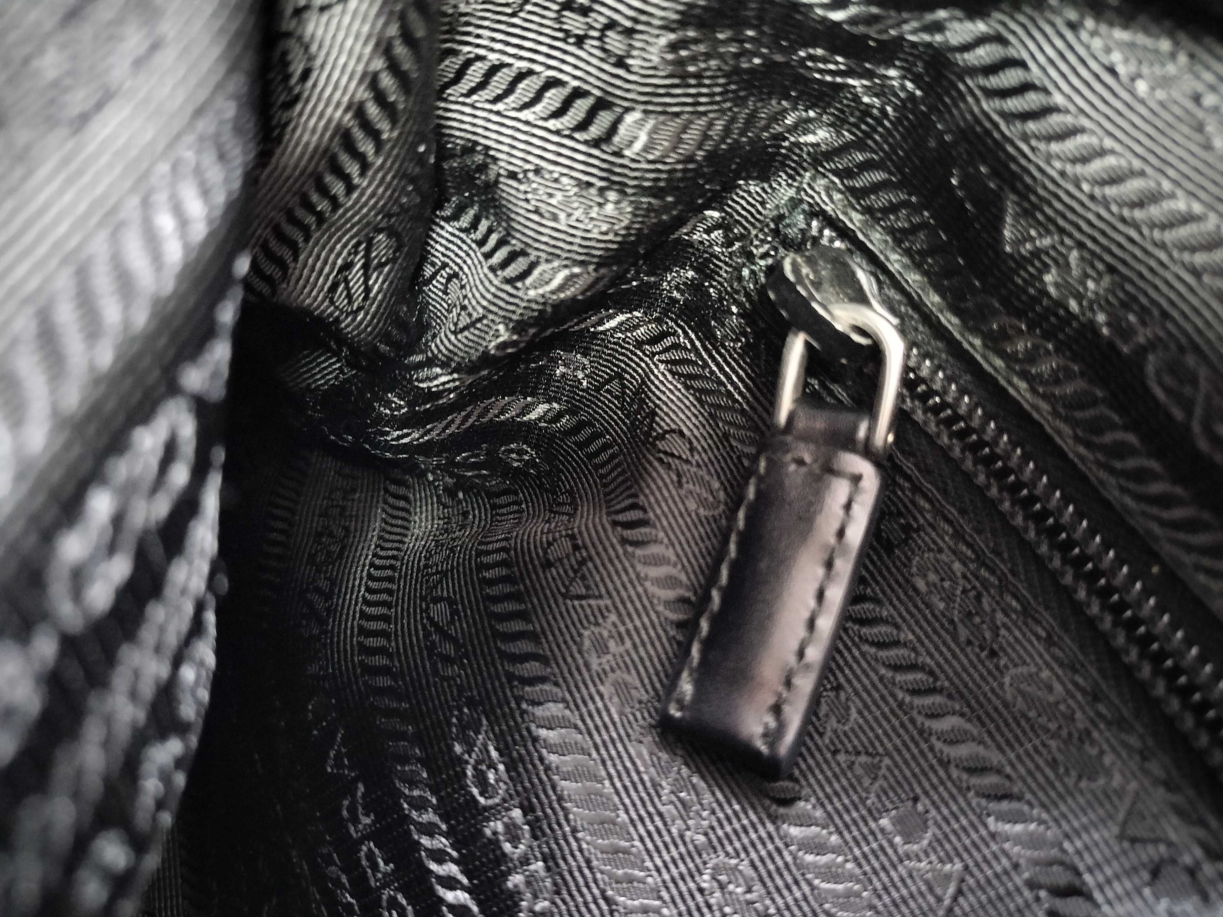 Nylon Shoulder Bag, Black, Triangle Logo — view 12