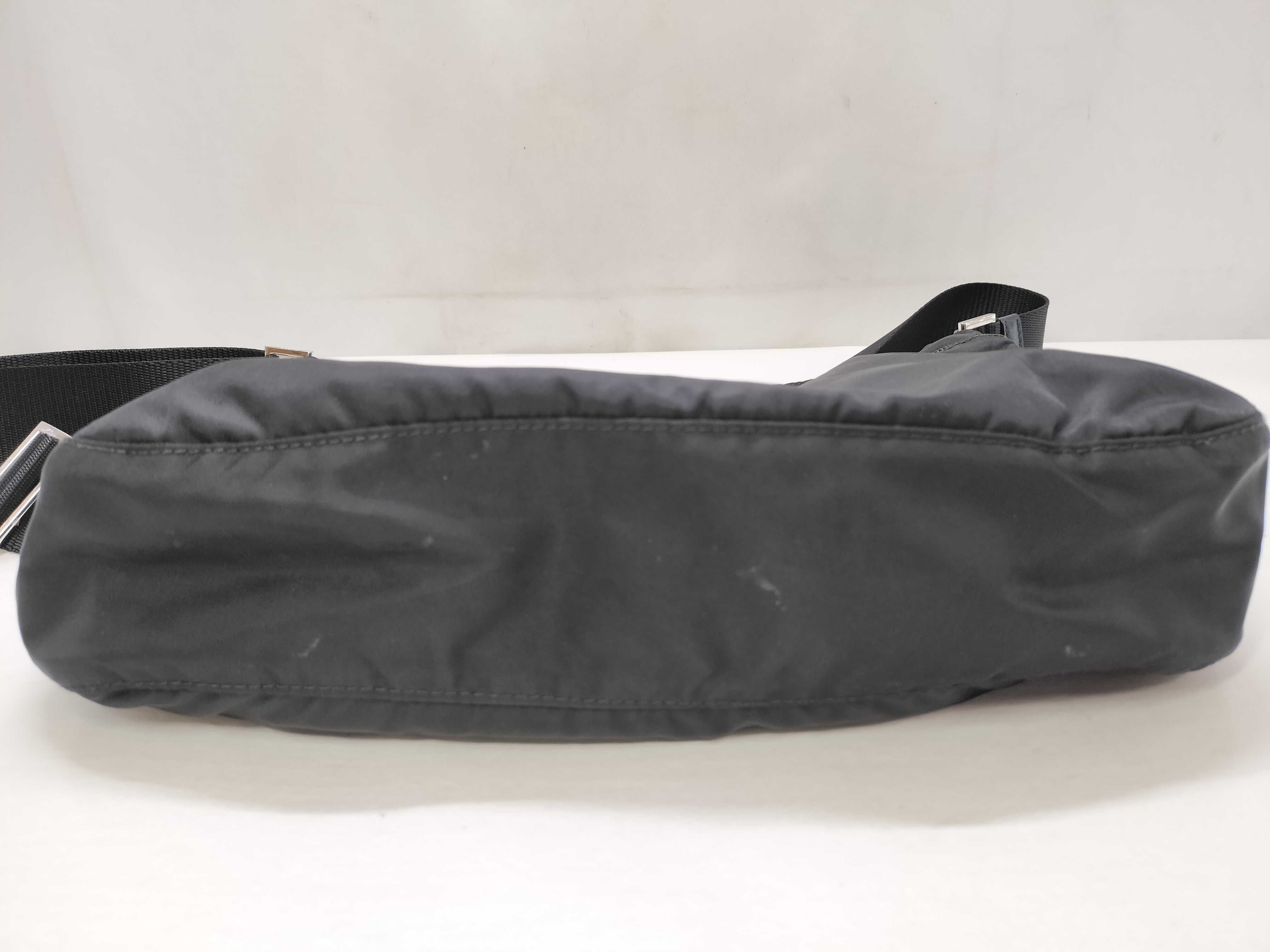 Nylon Shoulder Bag, Black, Triangle Logo — view 15