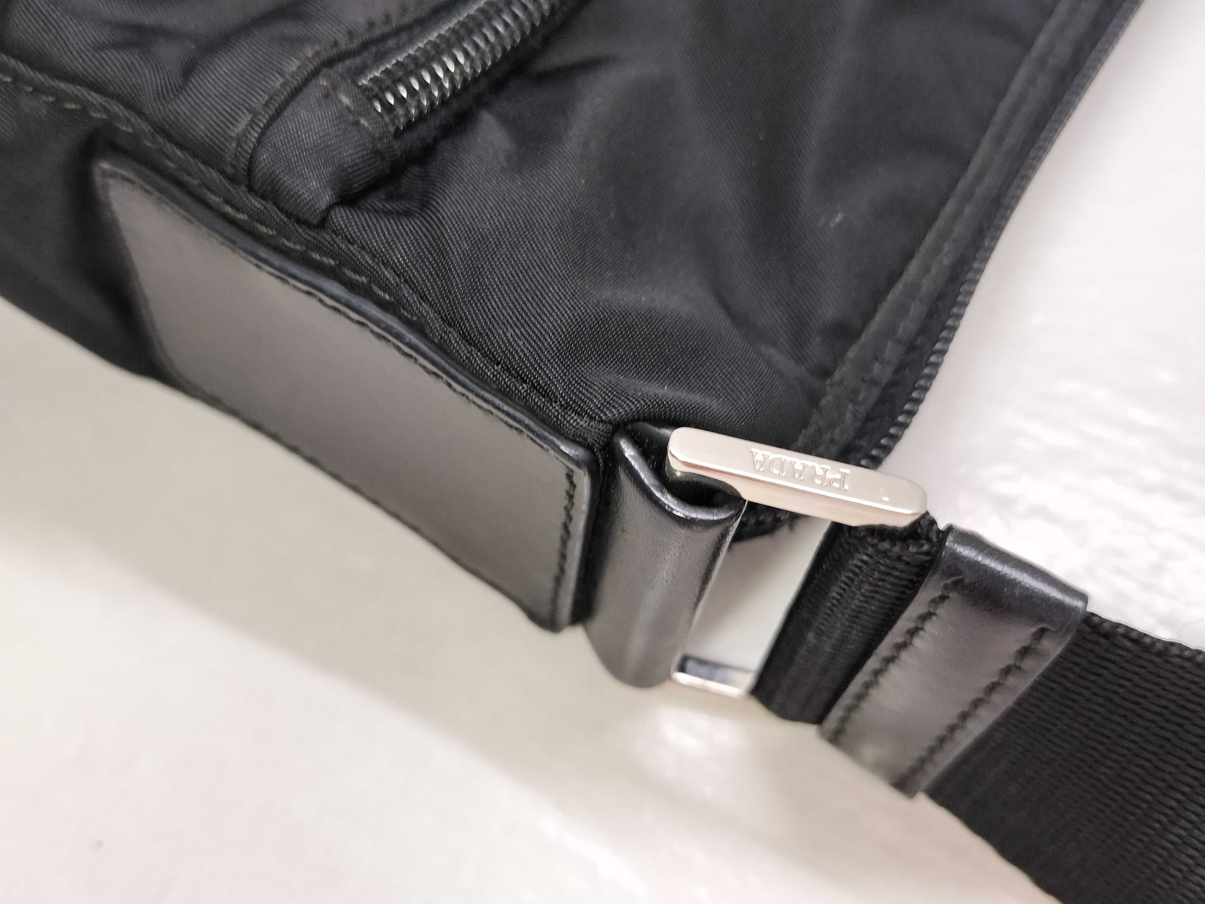 Nylon Shoulder Bag, Black, Triangle Logo — view 5