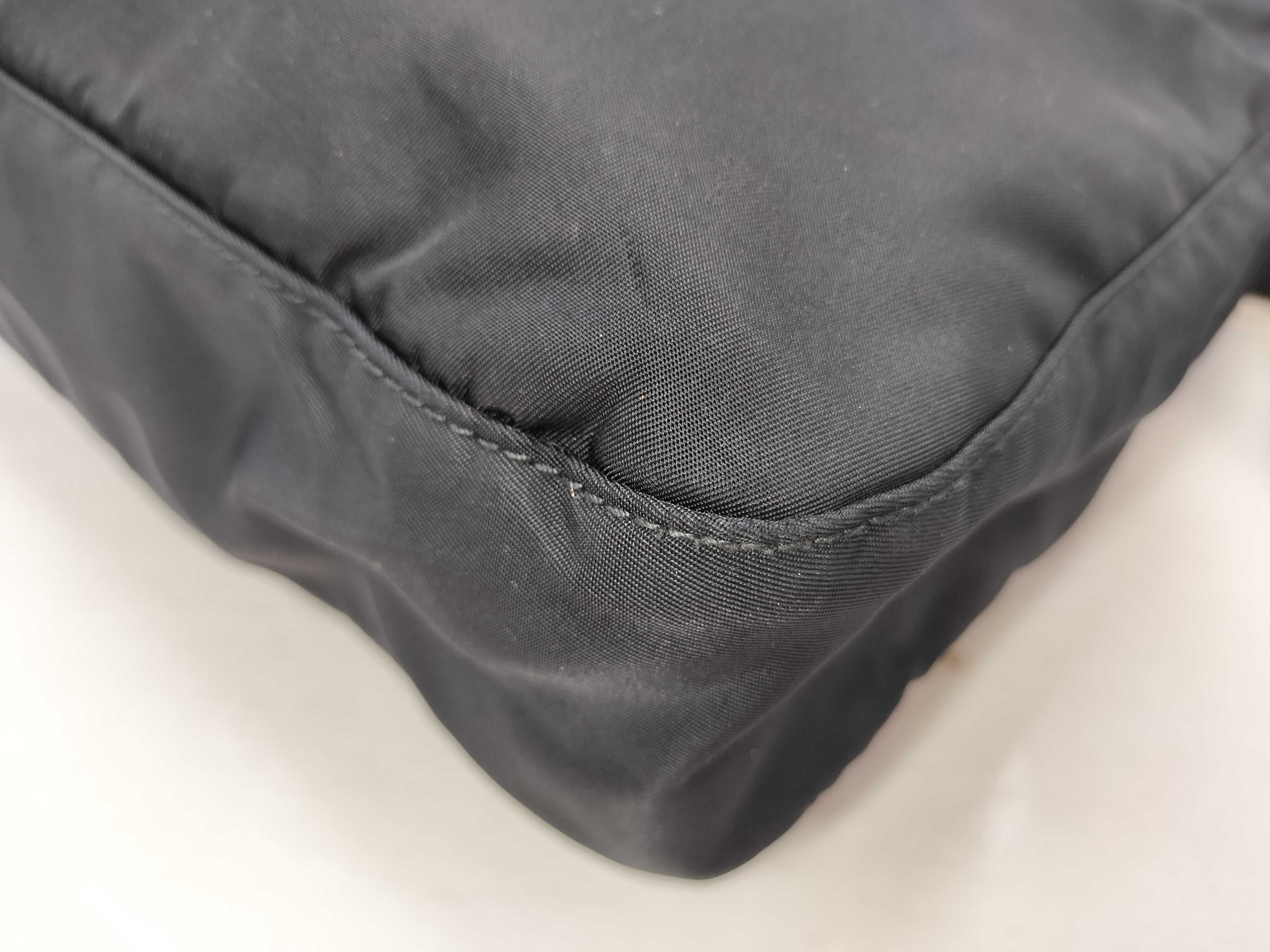 Nylon Shoulder Bag, Black, Triangle Logo — view 7