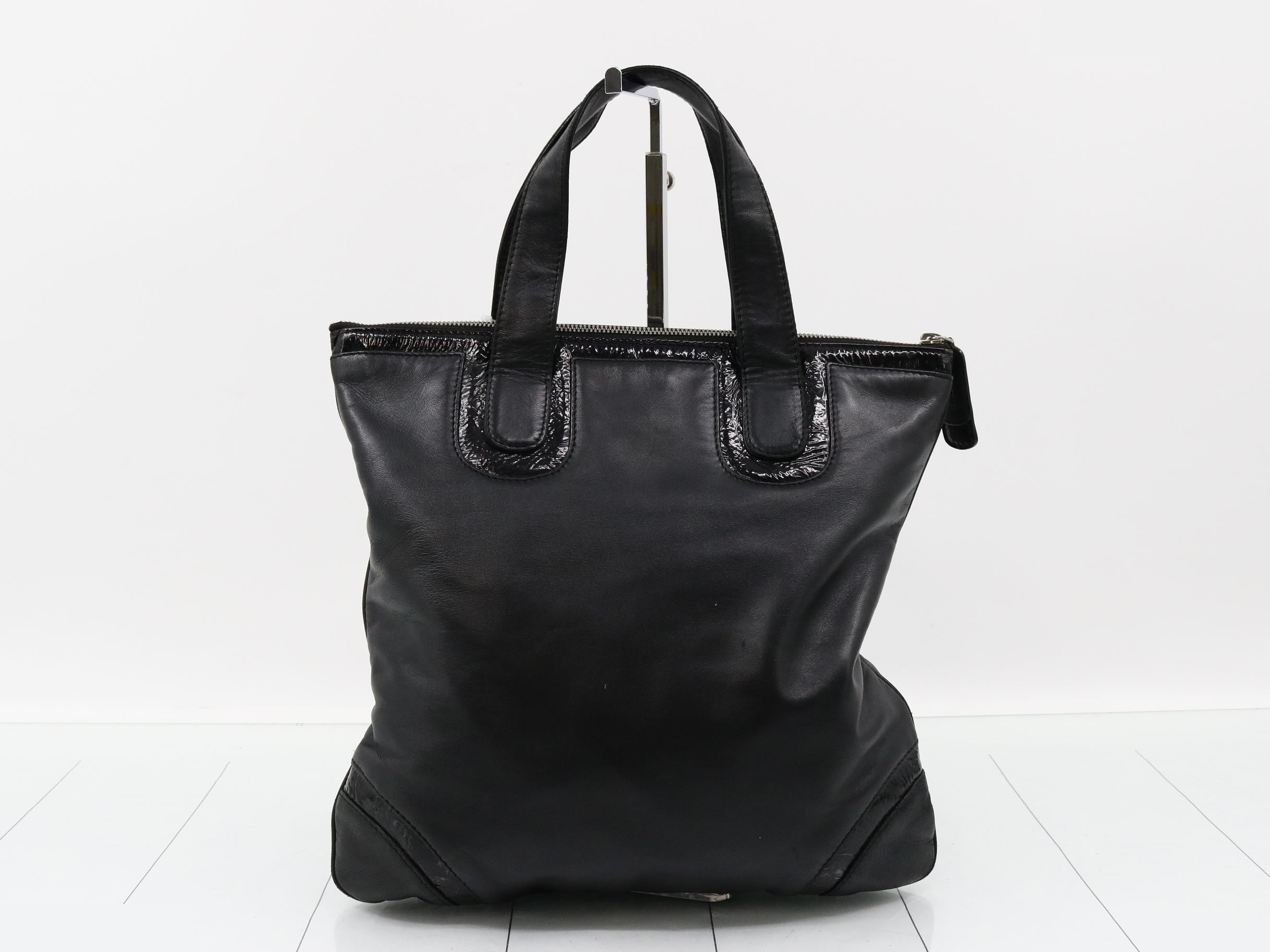 Logo Nappa leather tote bag with name tag — view 2