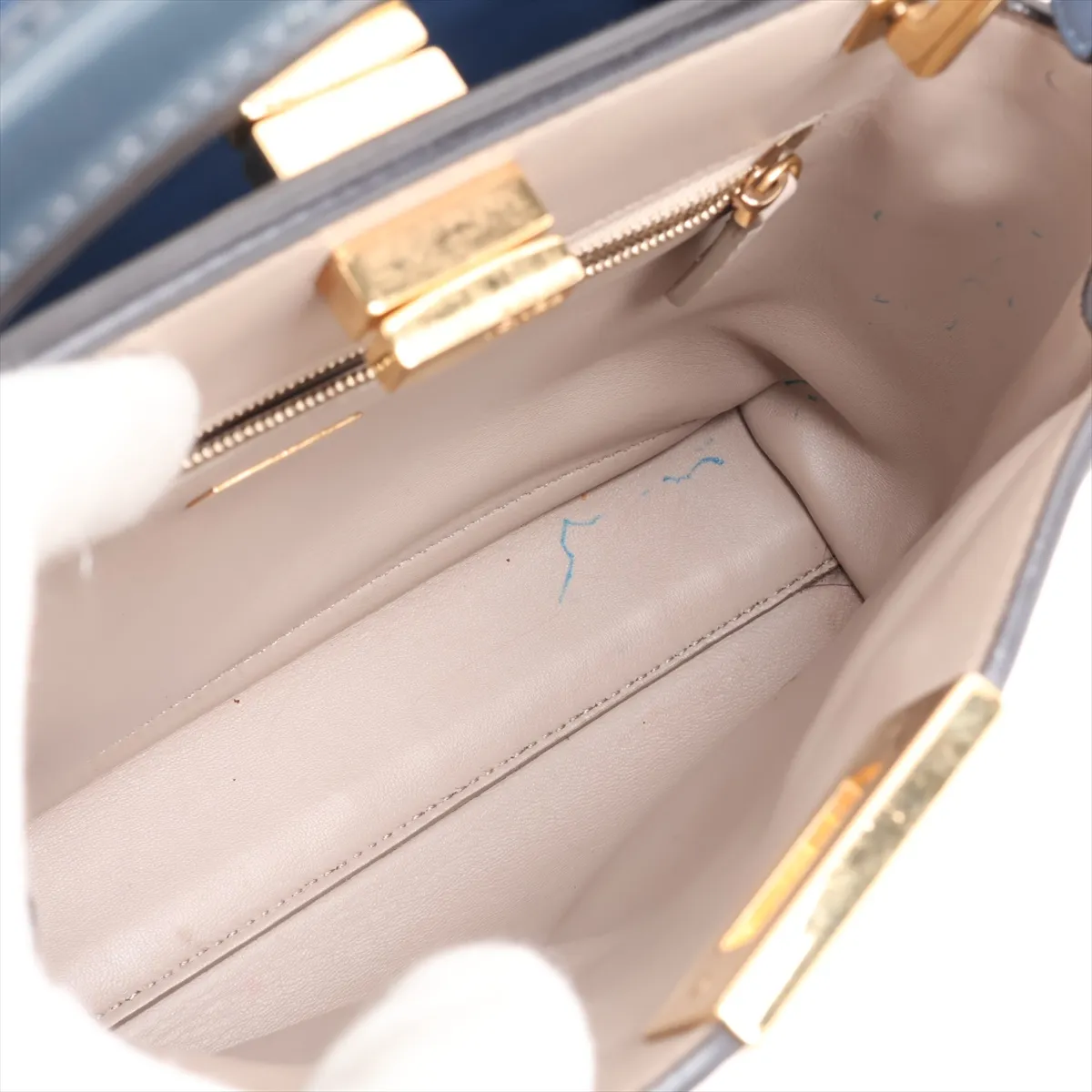 Peekaboo Essentially Leather 2-Way Handbag, Blue, 8BN302 — view 9
