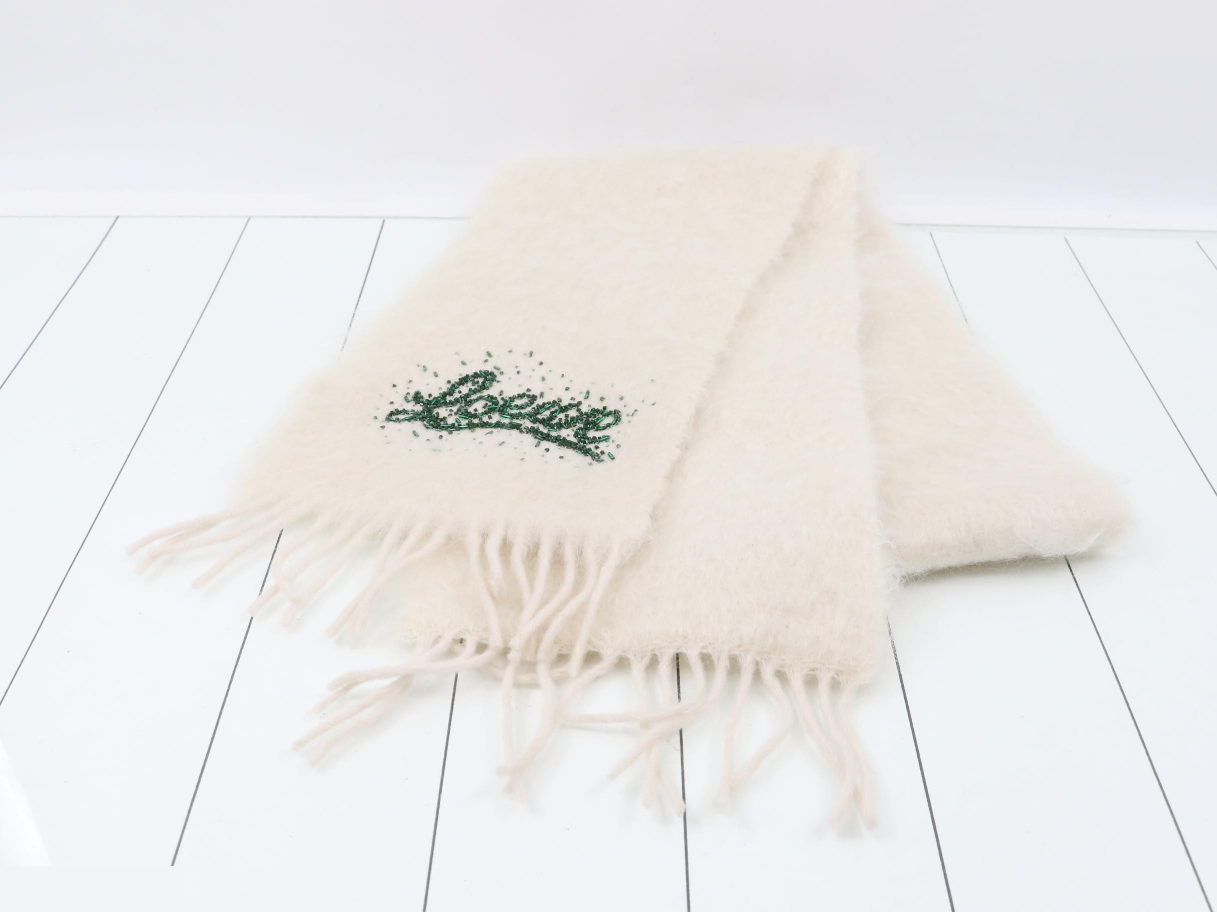 Beaded logo scarf, white — view 2