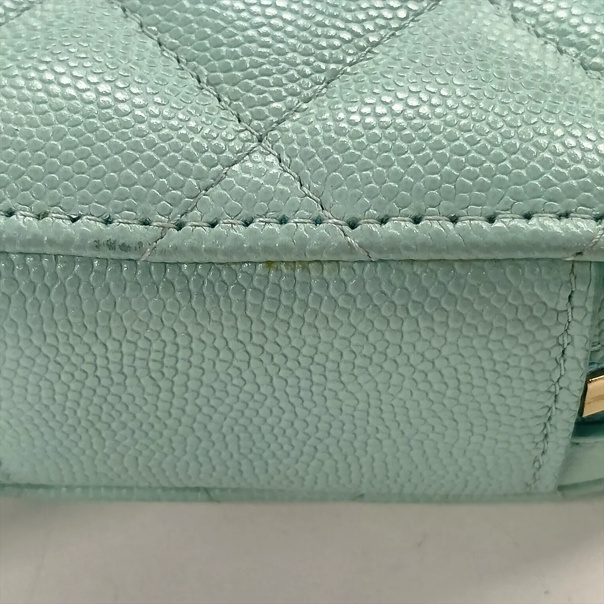Matelassé Caviar Skin Chain Shoulder Bag, Blue with Gold Hardware, 27154573, Serial Number 27 — view 10