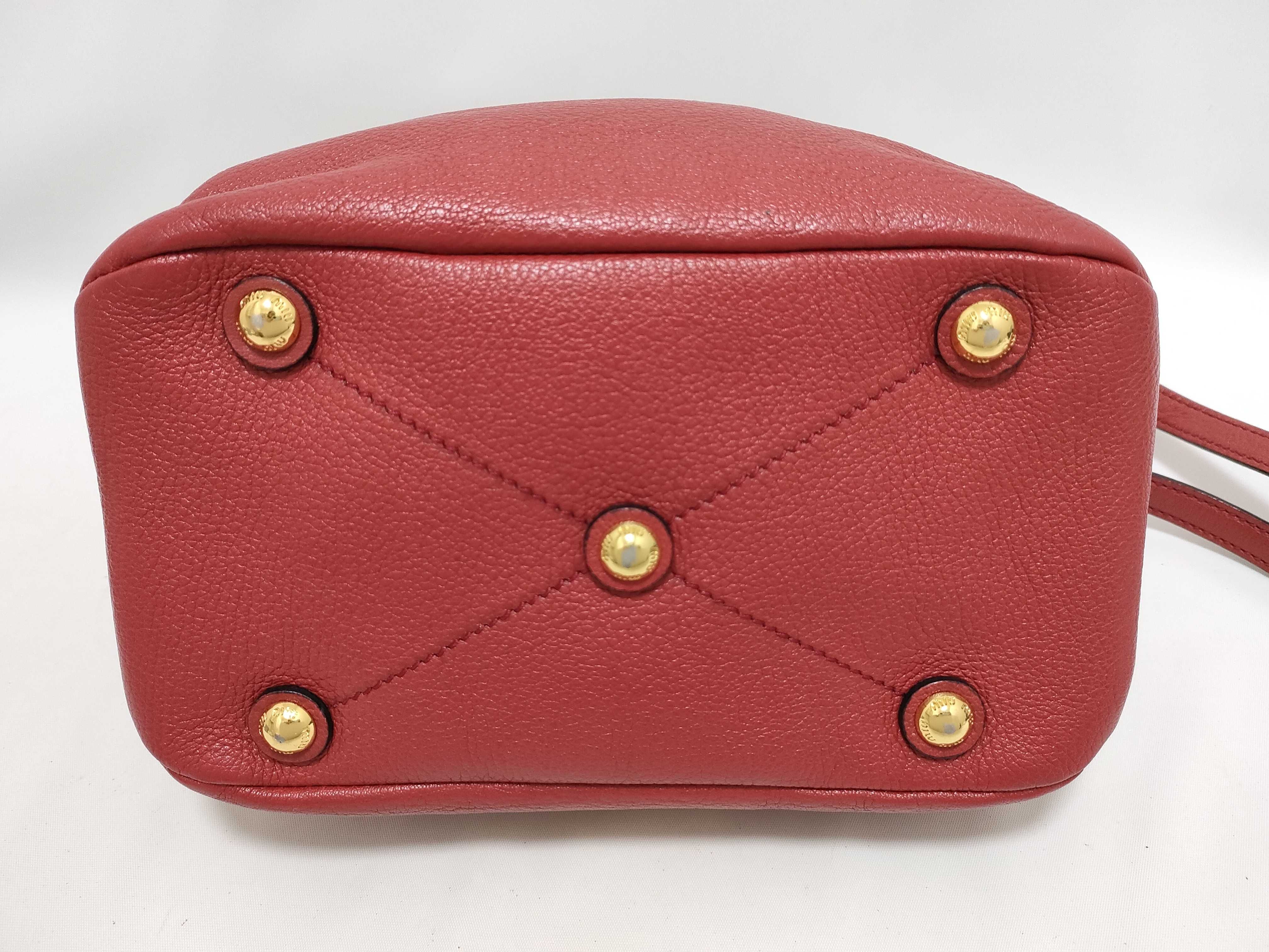 denim x leather handbag, red shoulder bag. — view 8