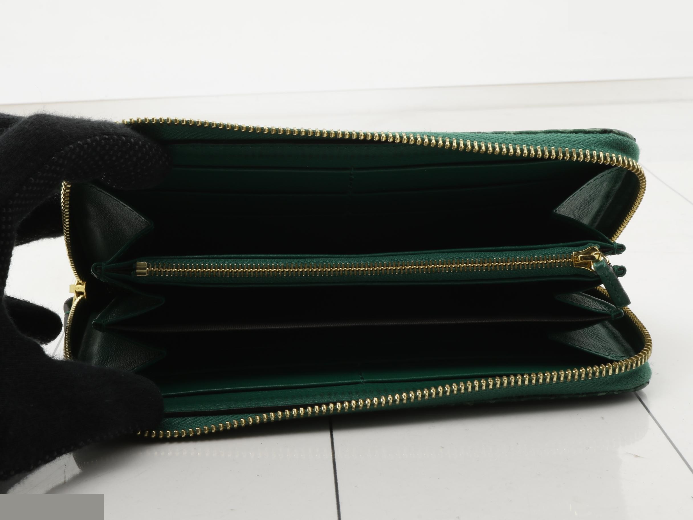 GG Marmont Round Zipper Long Wallet, Green Python — view 4