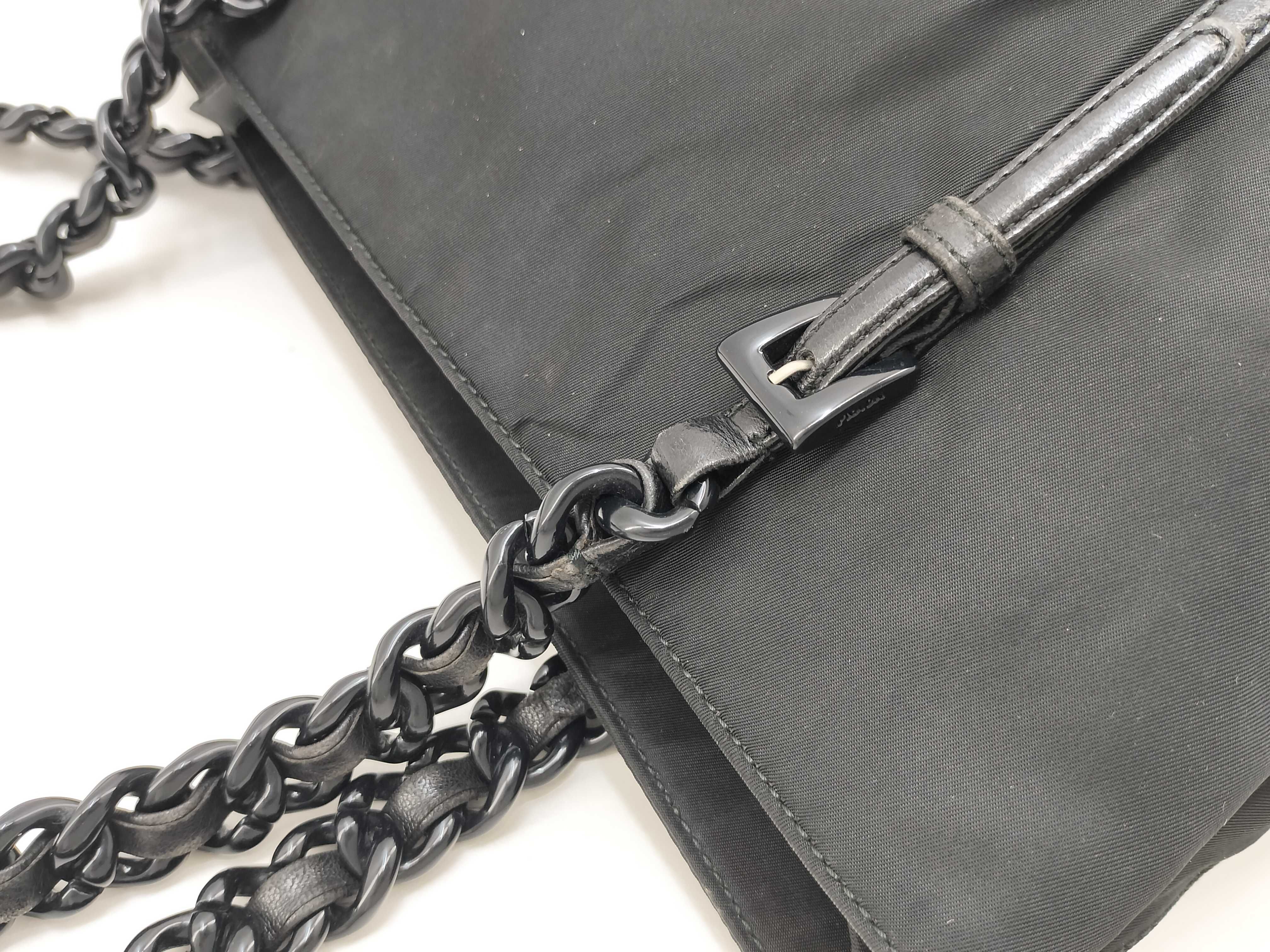 Nylon Chain Shoulder Bag/Tote Bag - Black — view 6