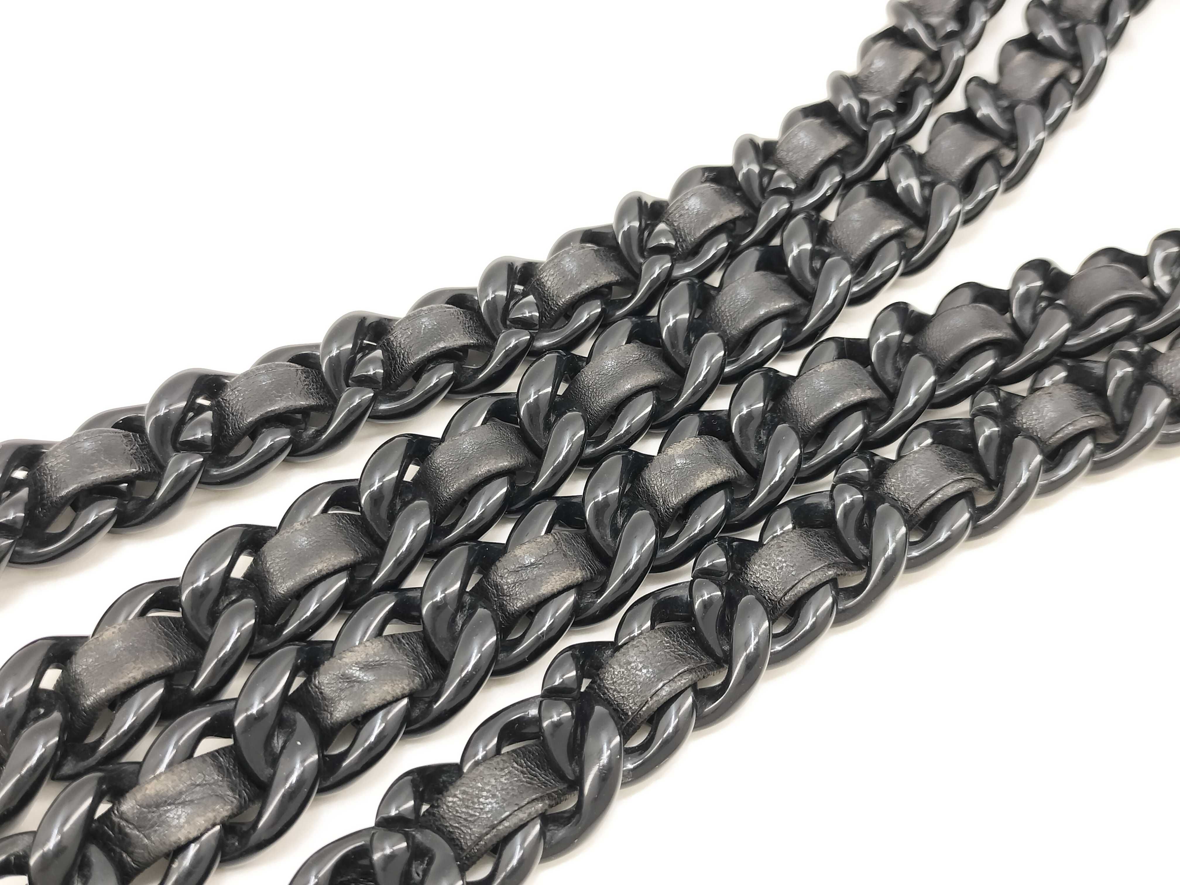 Nylon Chain Shoulder Bag/Tote Bag - Black — view 7