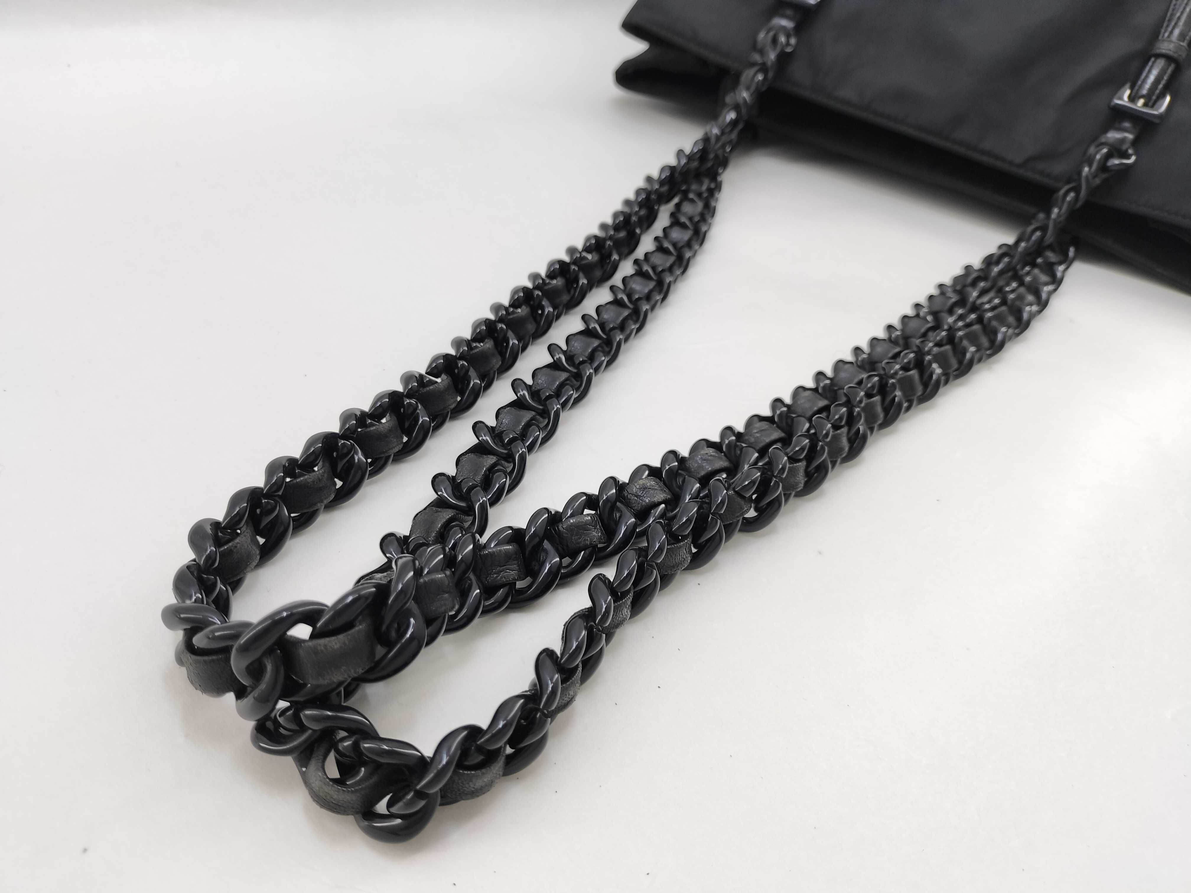 Nylon Chain Shoulder Bag/Tote Bag - Black — view 8