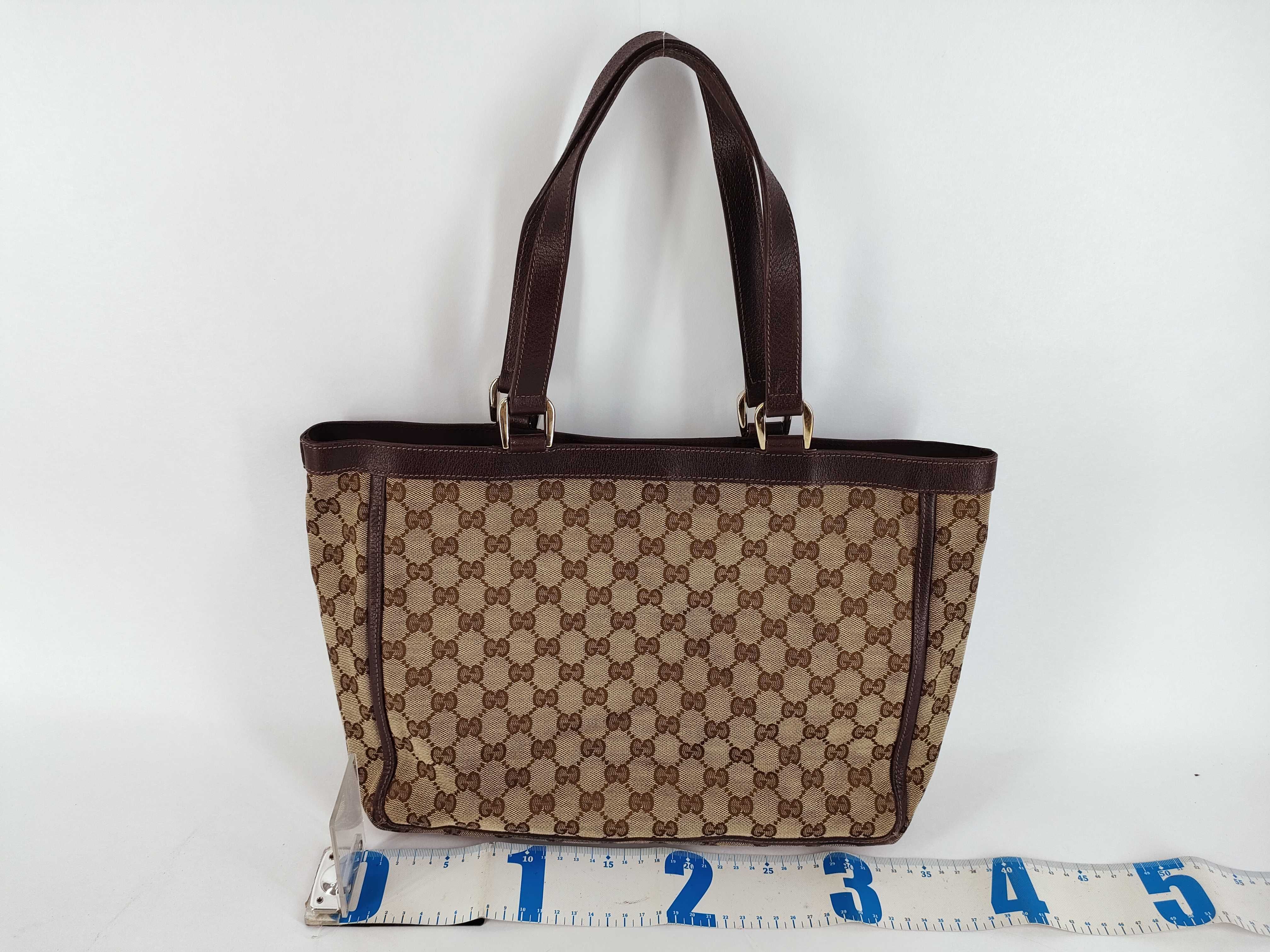 handbag, one-shoulder style, leather and canvas, GG pattern. — view 2