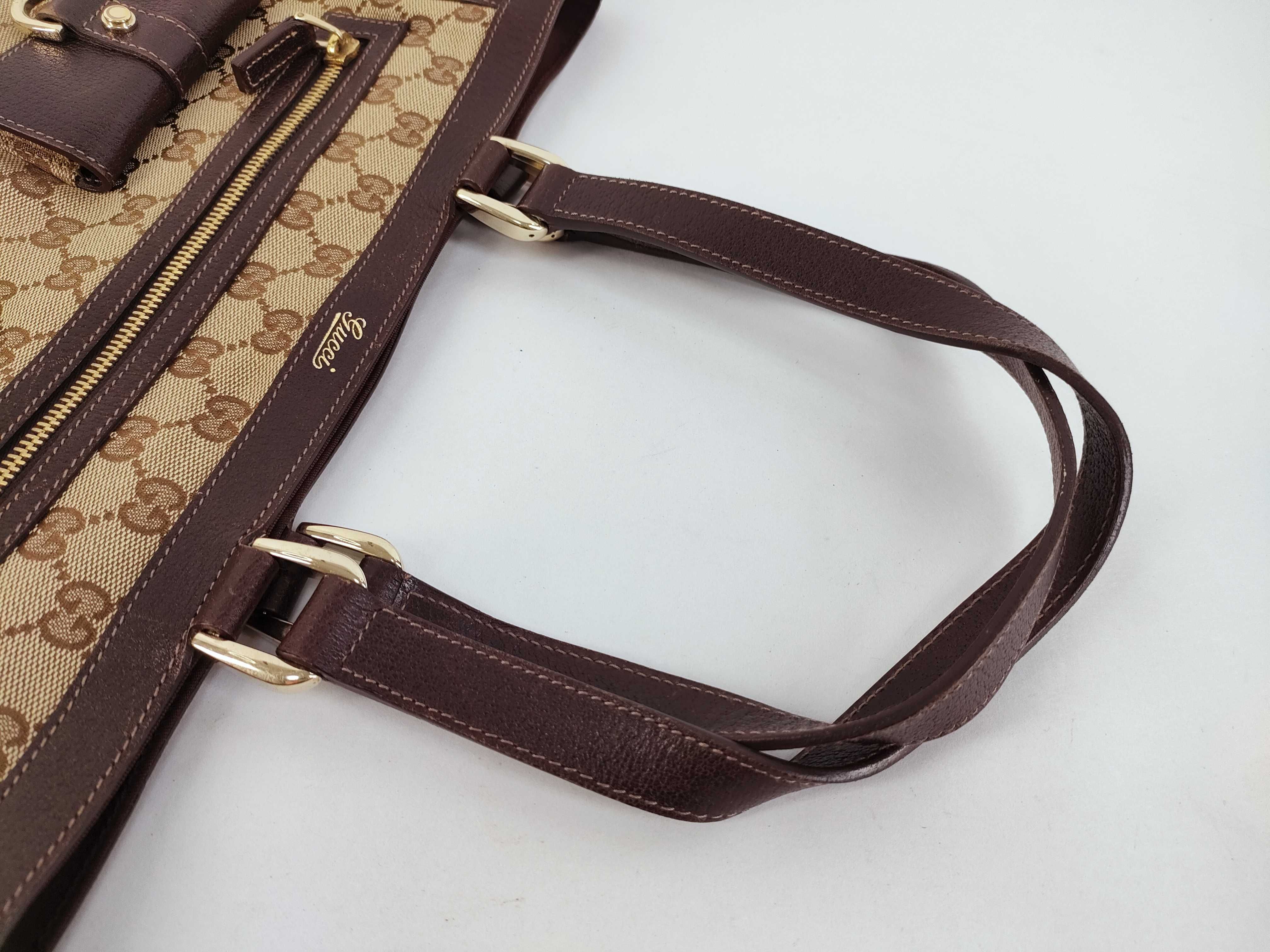 handbag, one-shoulder style, leather and canvas, GG pattern. — view 3