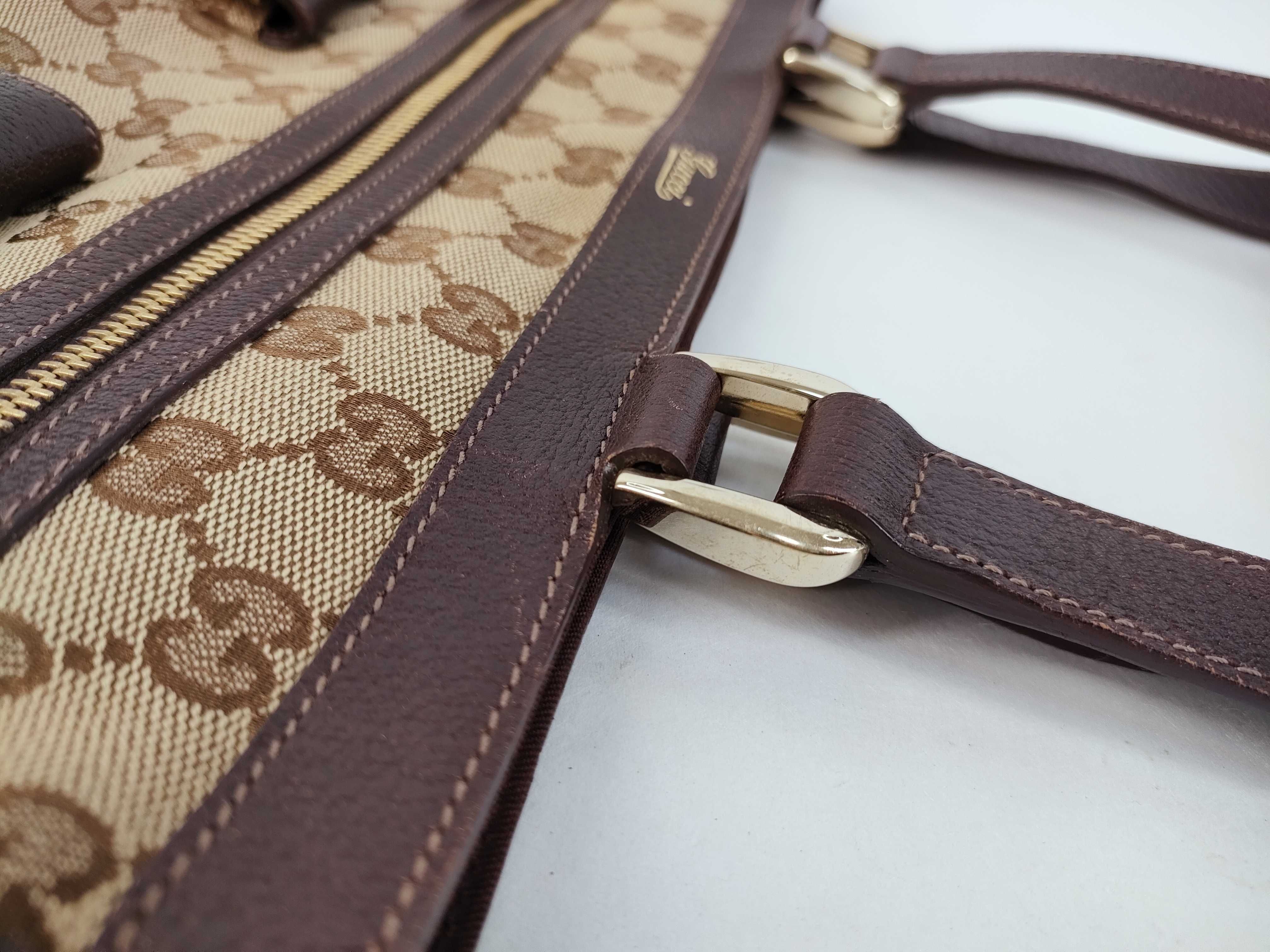 handbag, one-shoulder style, leather and canvas, GG pattern. — view 5