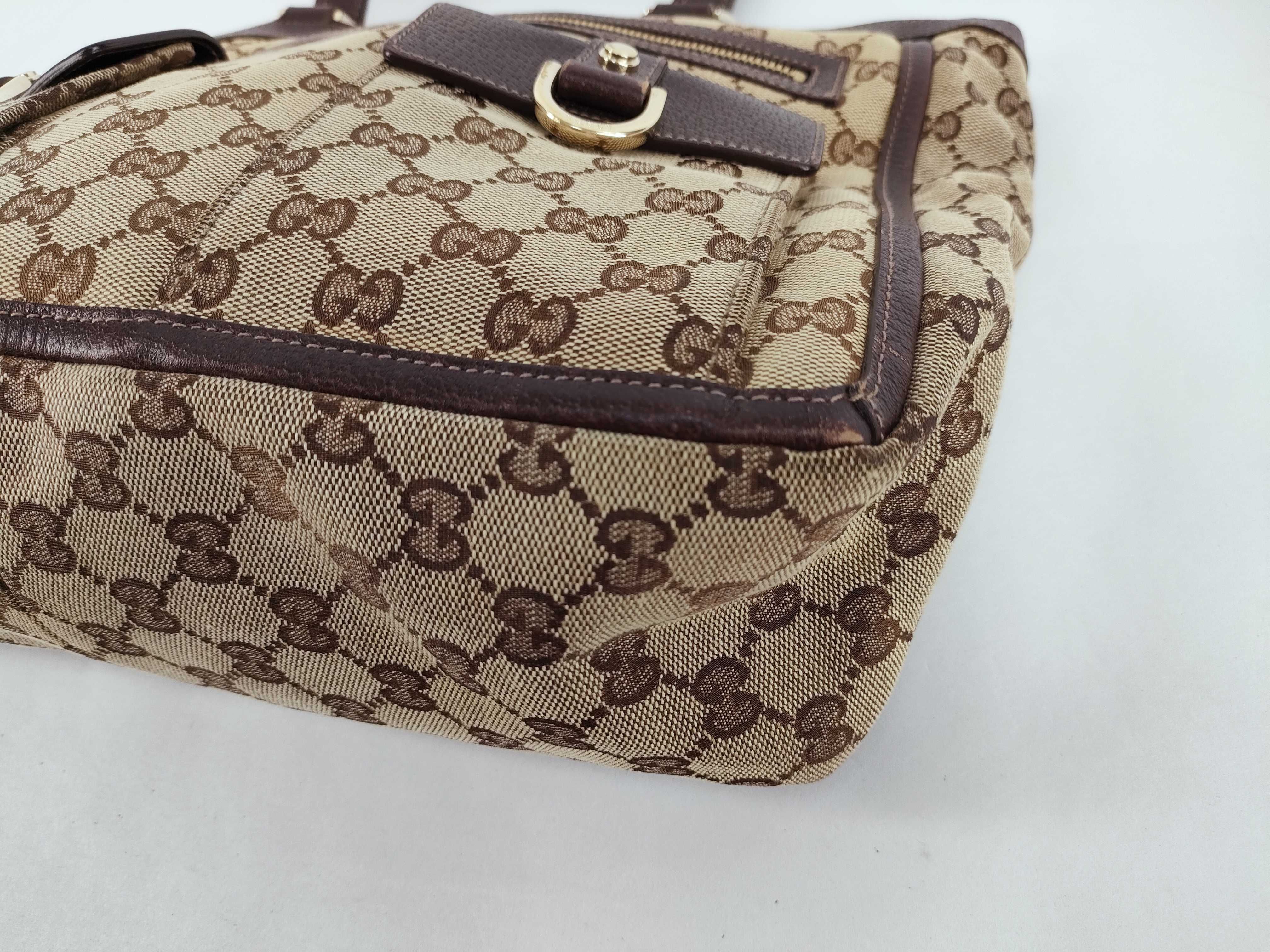 handbag, one-shoulder style, leather and canvas, GG pattern. — view 6