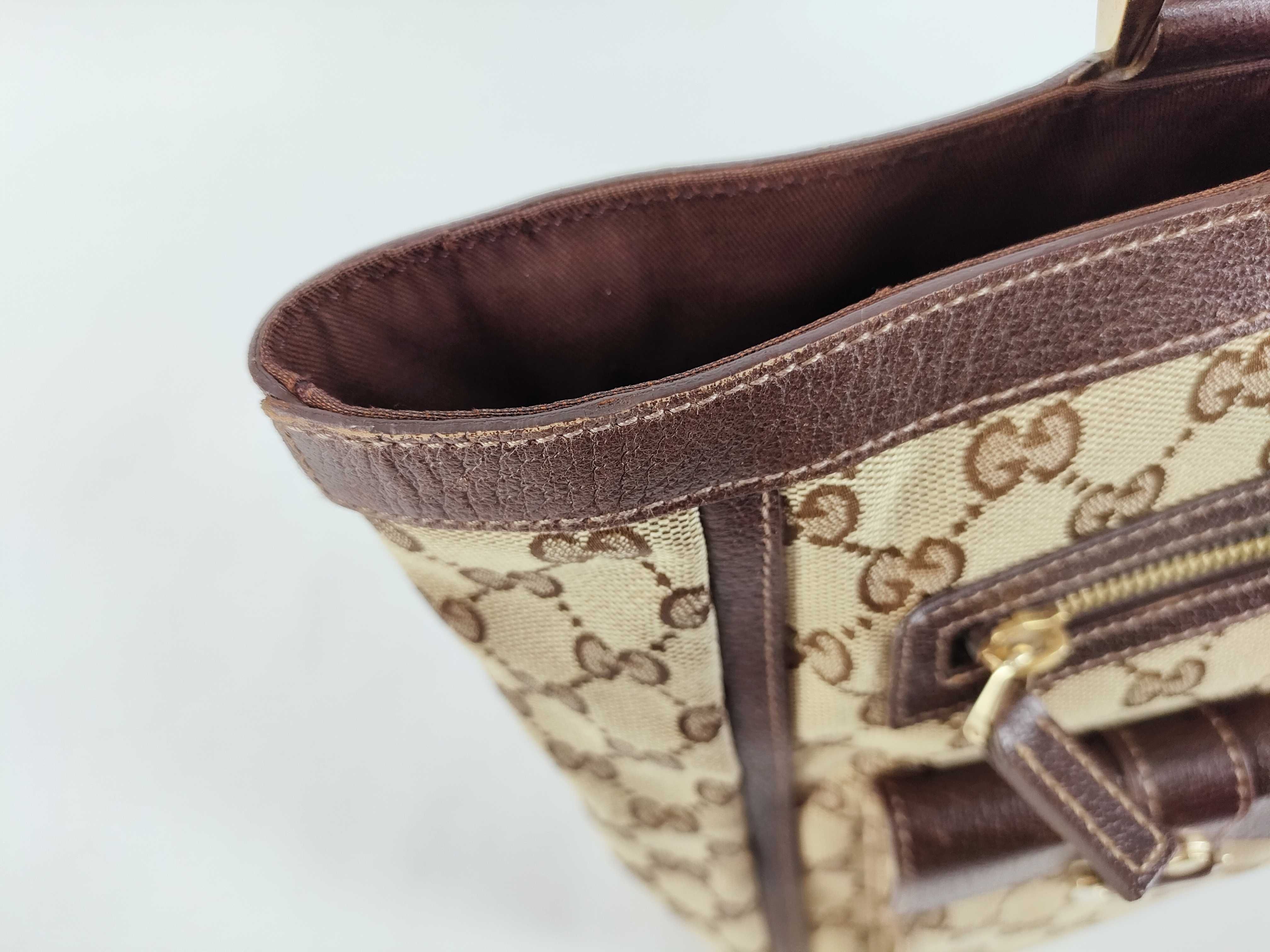 handbag, one-shoulder style, leather and canvas, GG pattern. — view 8