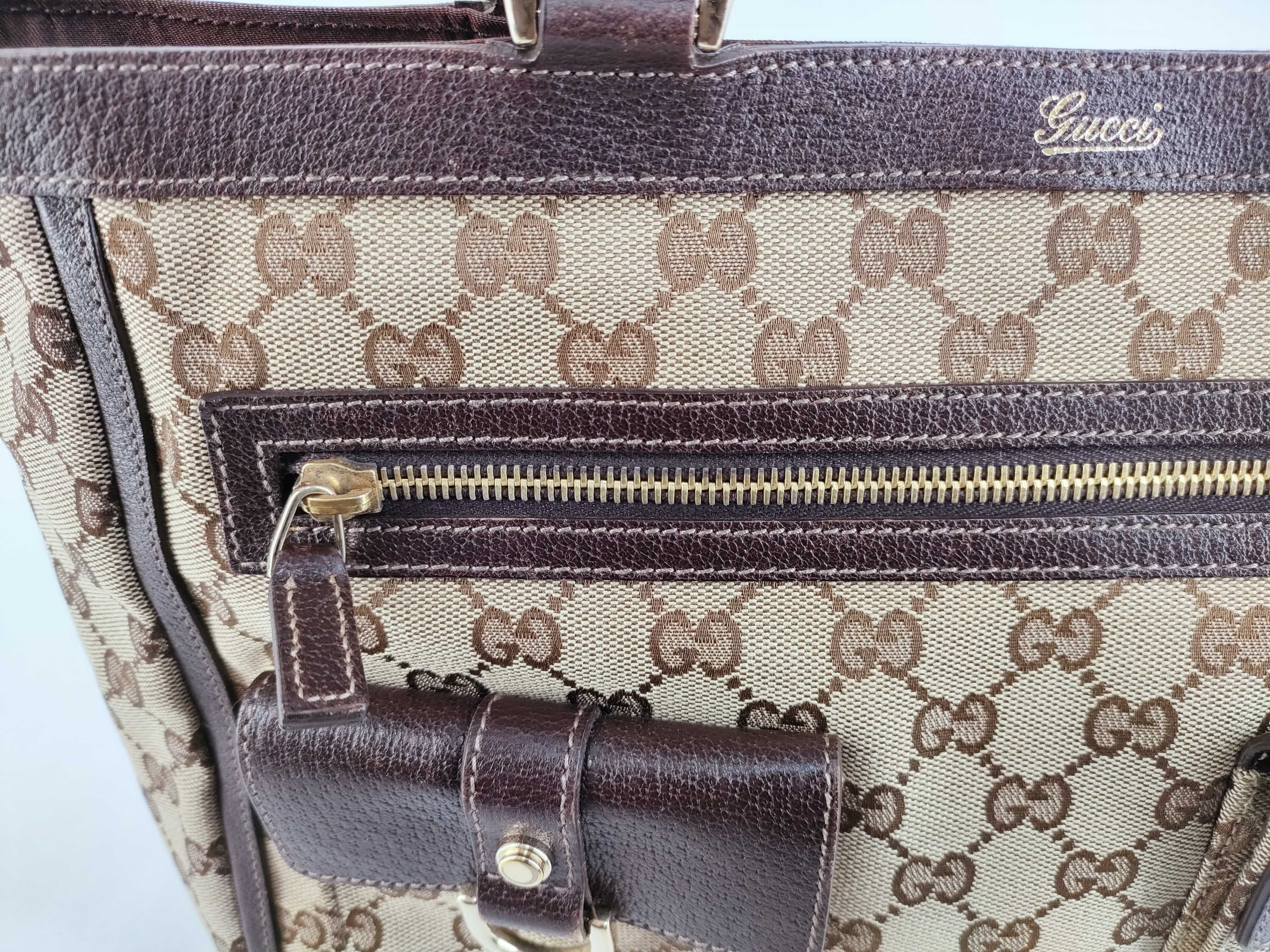 handbag, one-shoulder style, leather and canvas, GG pattern. — view 9