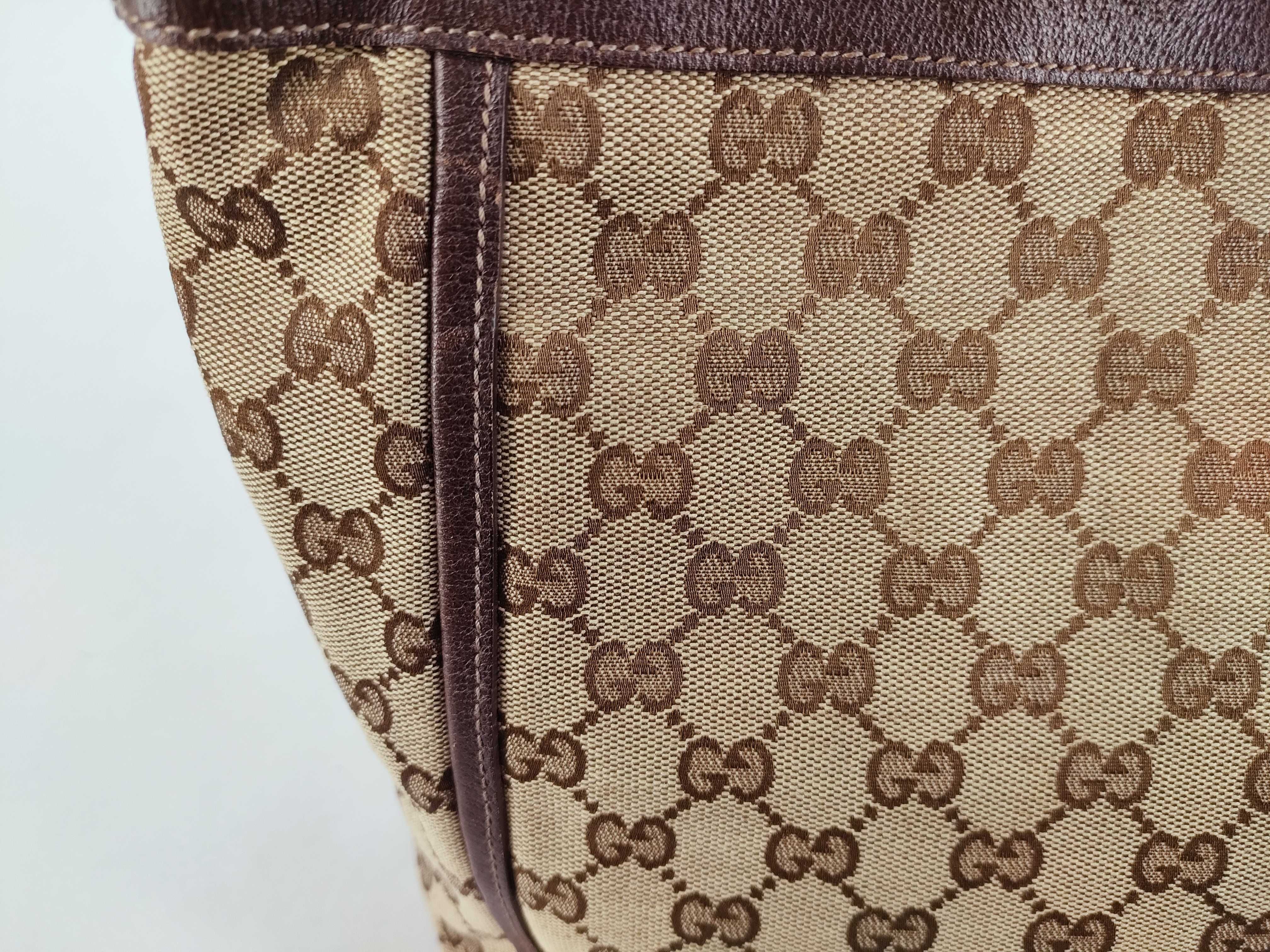 handbag, one-shoulder style, leather and canvas, GG pattern. — view 10