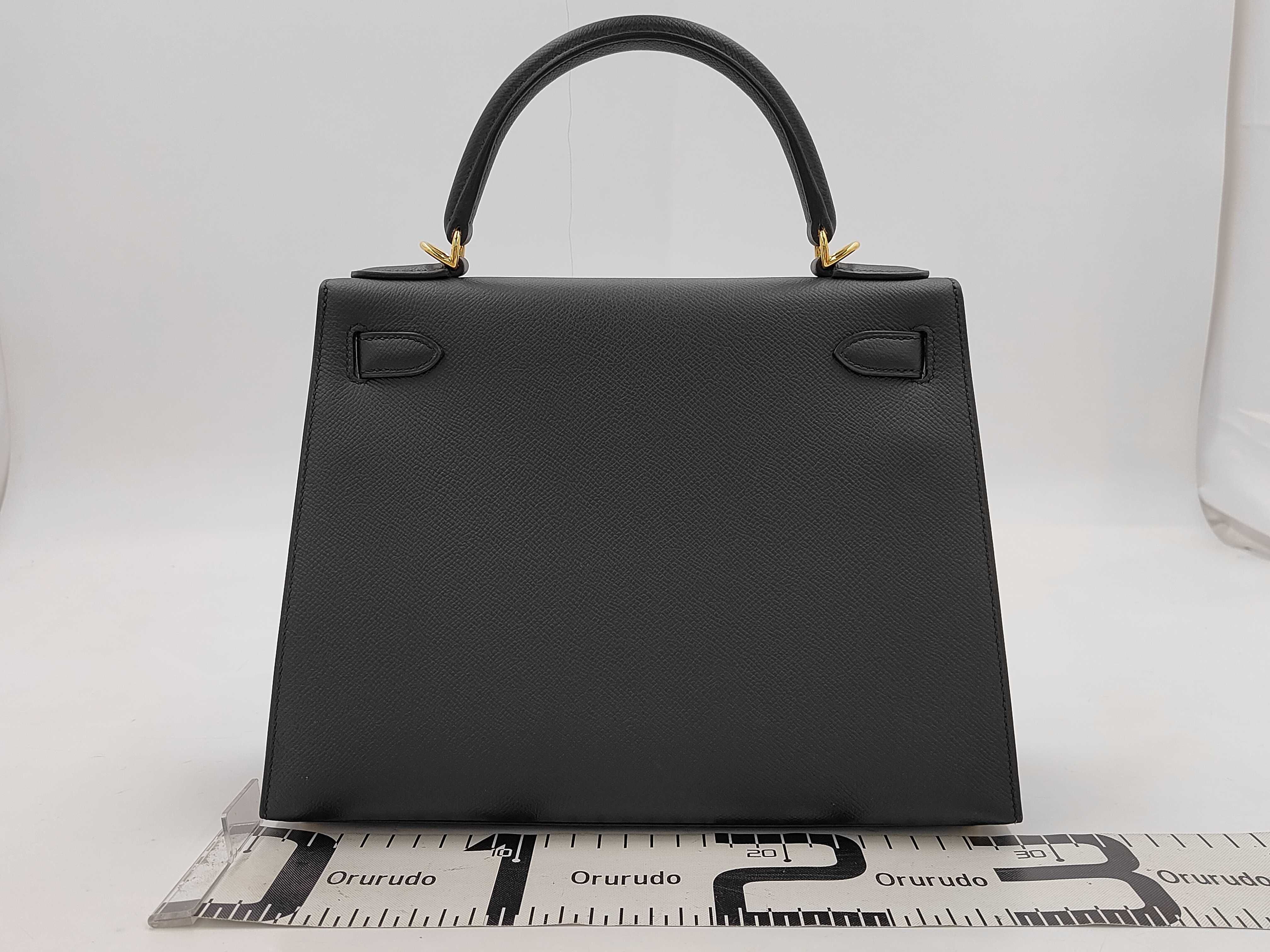 Kelly 28 Epsom Black Leather with Gold Hardware, Y Stamp, Handbag — view 2