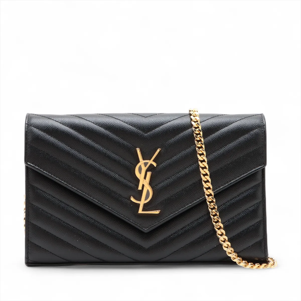 Cassandra Leather Chain Wallet, Black