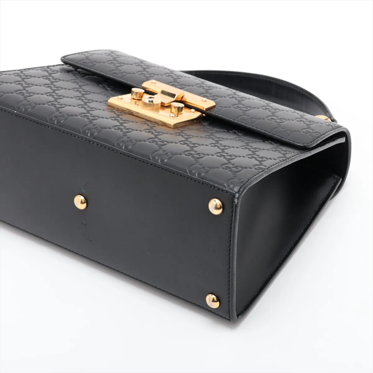 Guccissima Padlock Leather Handbag Black 453188 — view 3